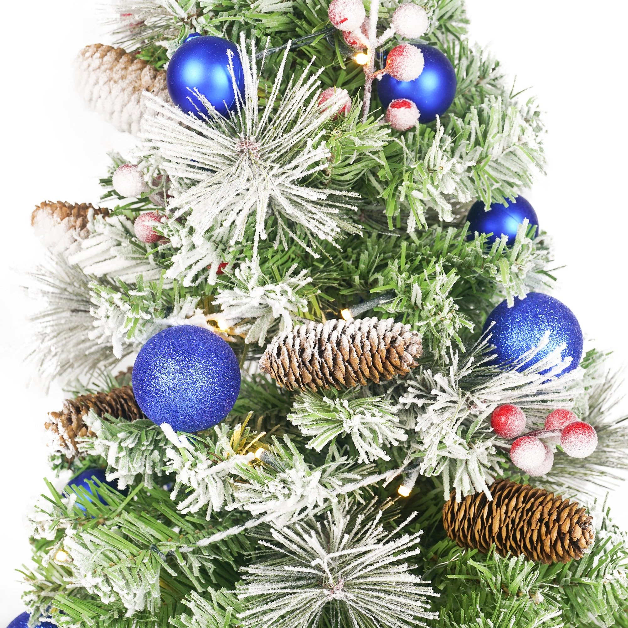 Flocked Christmas Tree 30 inch Prelit 2 Set Pathway Porch Christmas Trees Pre-Light LED Battery Operated Outdoor Xmas Decor for