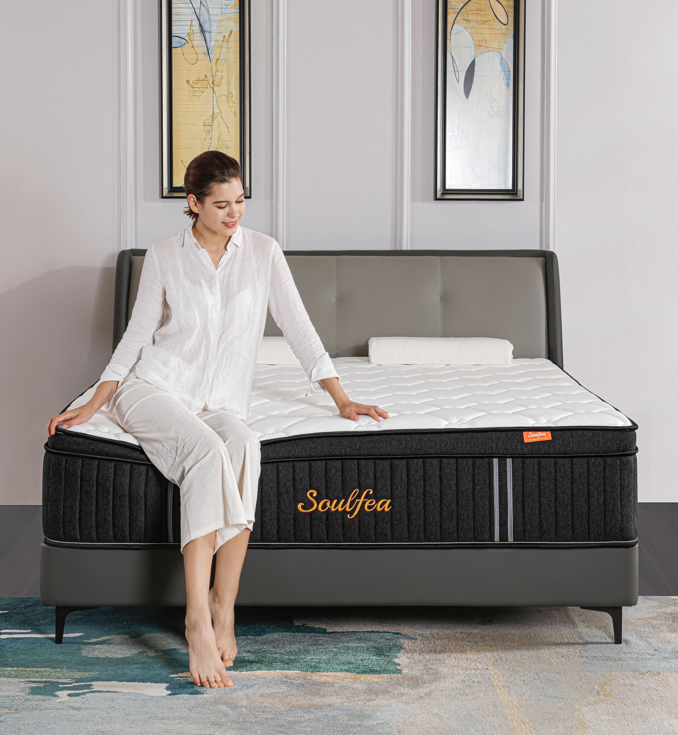 Soulfea Full Size Mattress,10 Inch Hybrid Full Mattress In A Box With Memory Foam & Individual Pocket Spring For Edge Support,Pr
