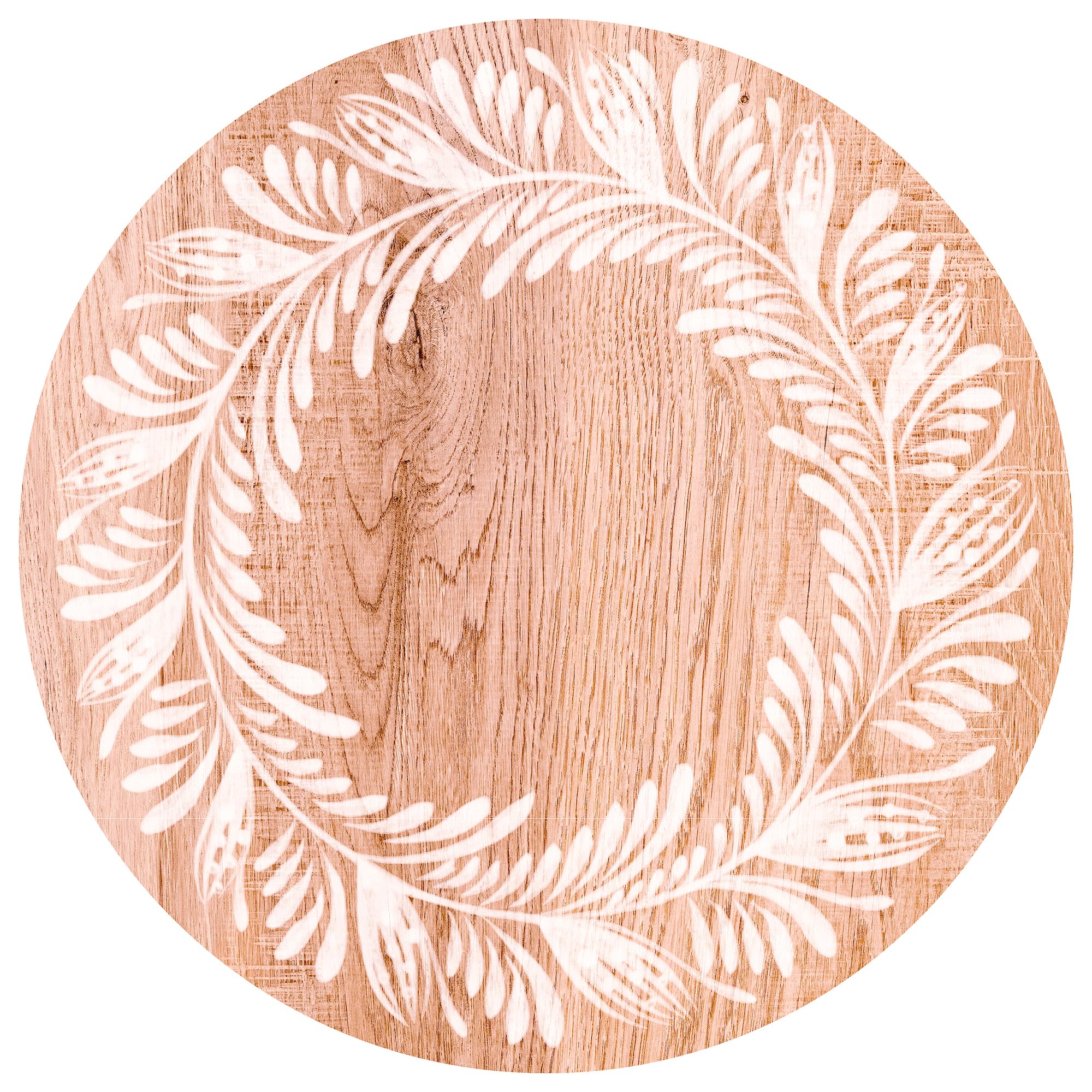 Floral Wood Round Paper Placemats Disposable, Disposable Placemats For Dining Table, Paper Chargers, Wood Placemats, 14'', 100Pc