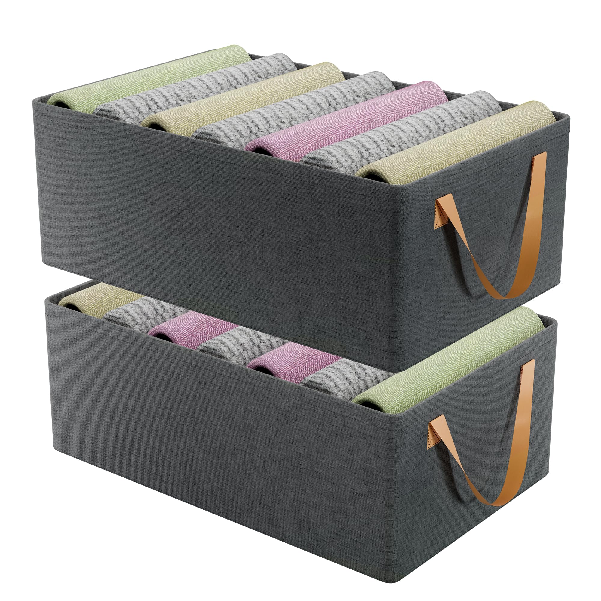 Kuber Industries Pack Of 2 Foldable Cloth Organizer For Storage With Steel Frame & Sturdy Handles | SpaceSaving Dress Organizer