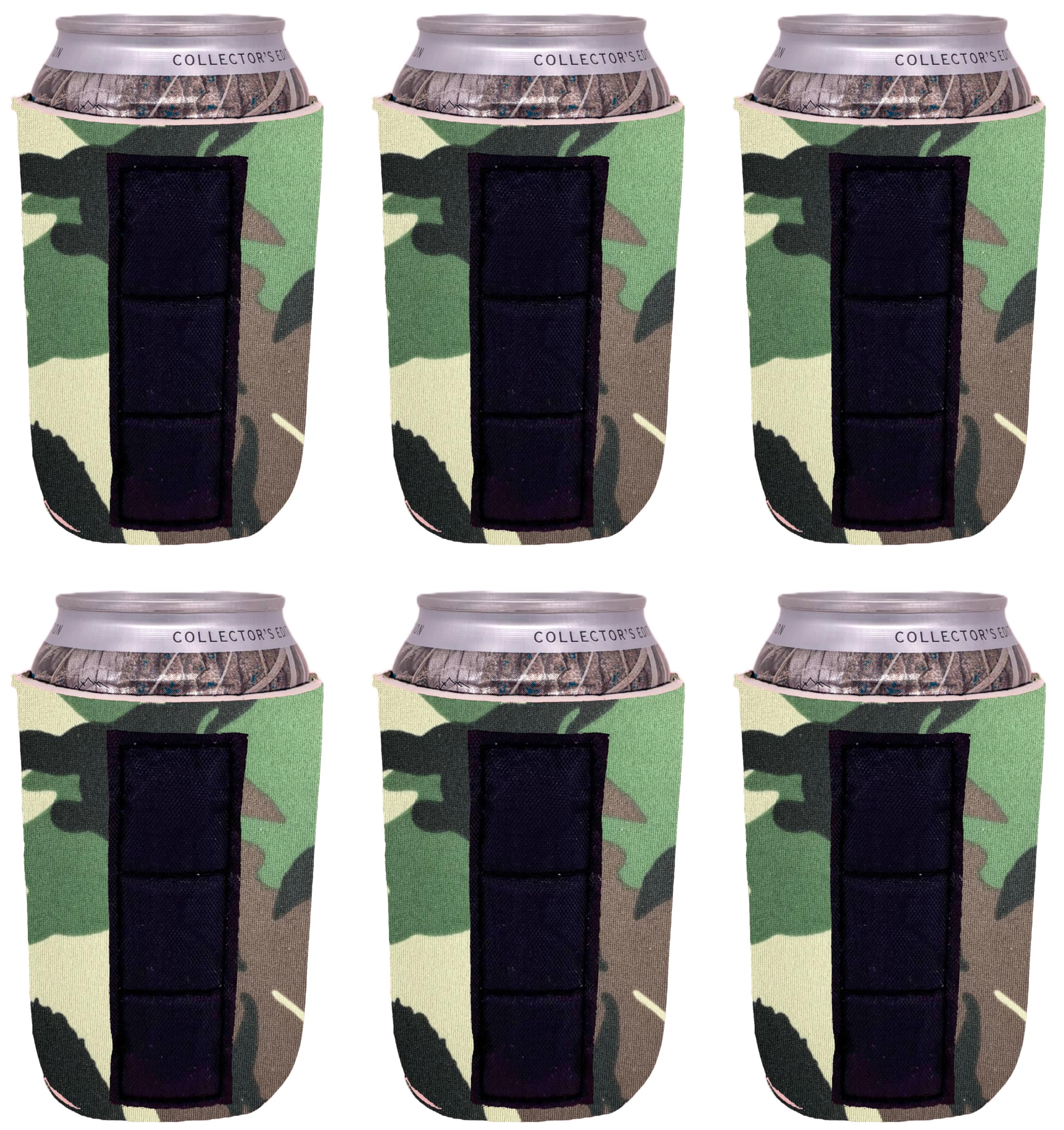 Blank Magnetic Can Coolie (6 Pack Green Camo)