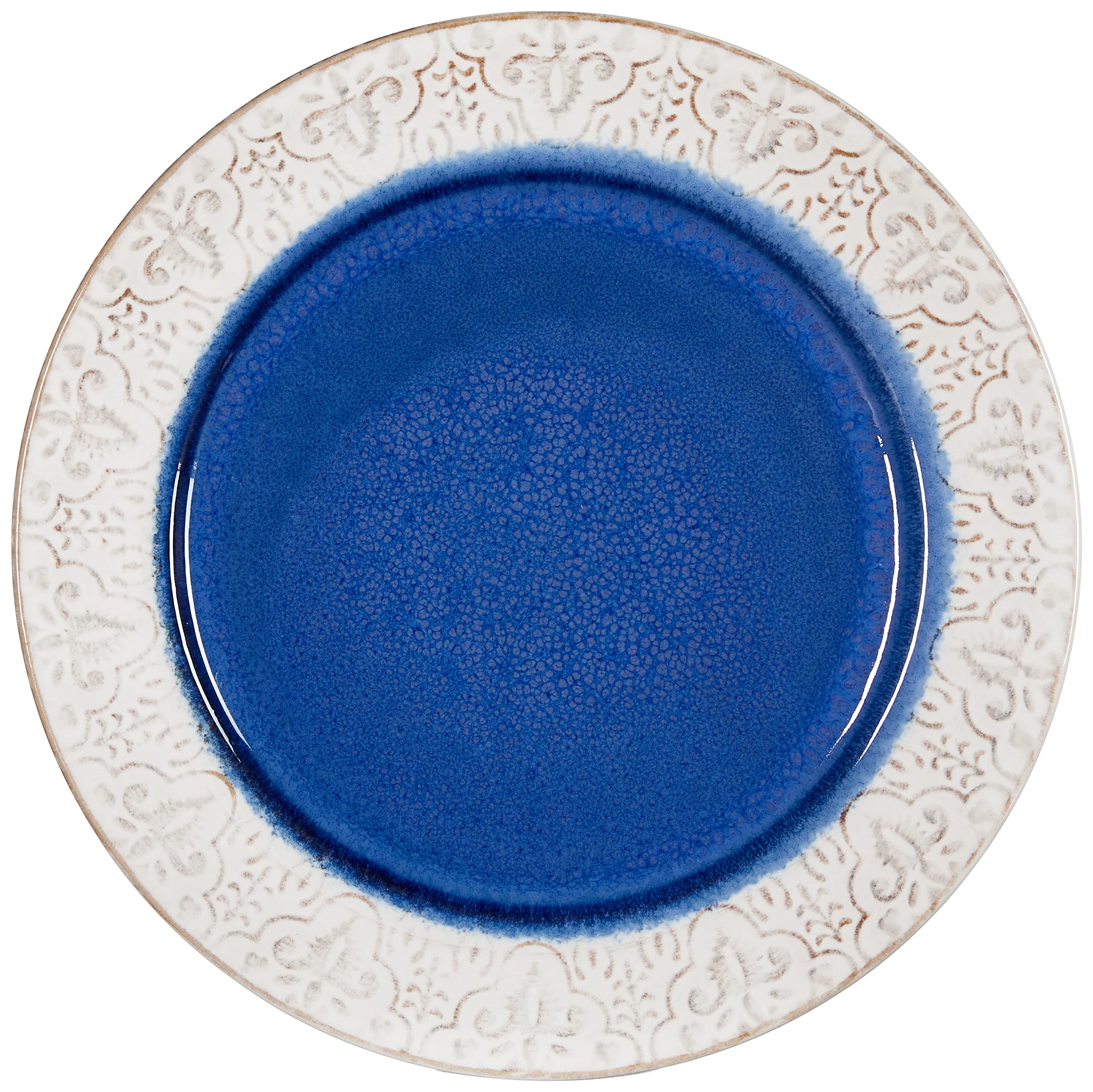 American Atelier Round Dinnerware Sets | Blue Kitchen Plates, Bowls, and Mugs | 16 Piece Stoneware Granada Collection | Dishwash