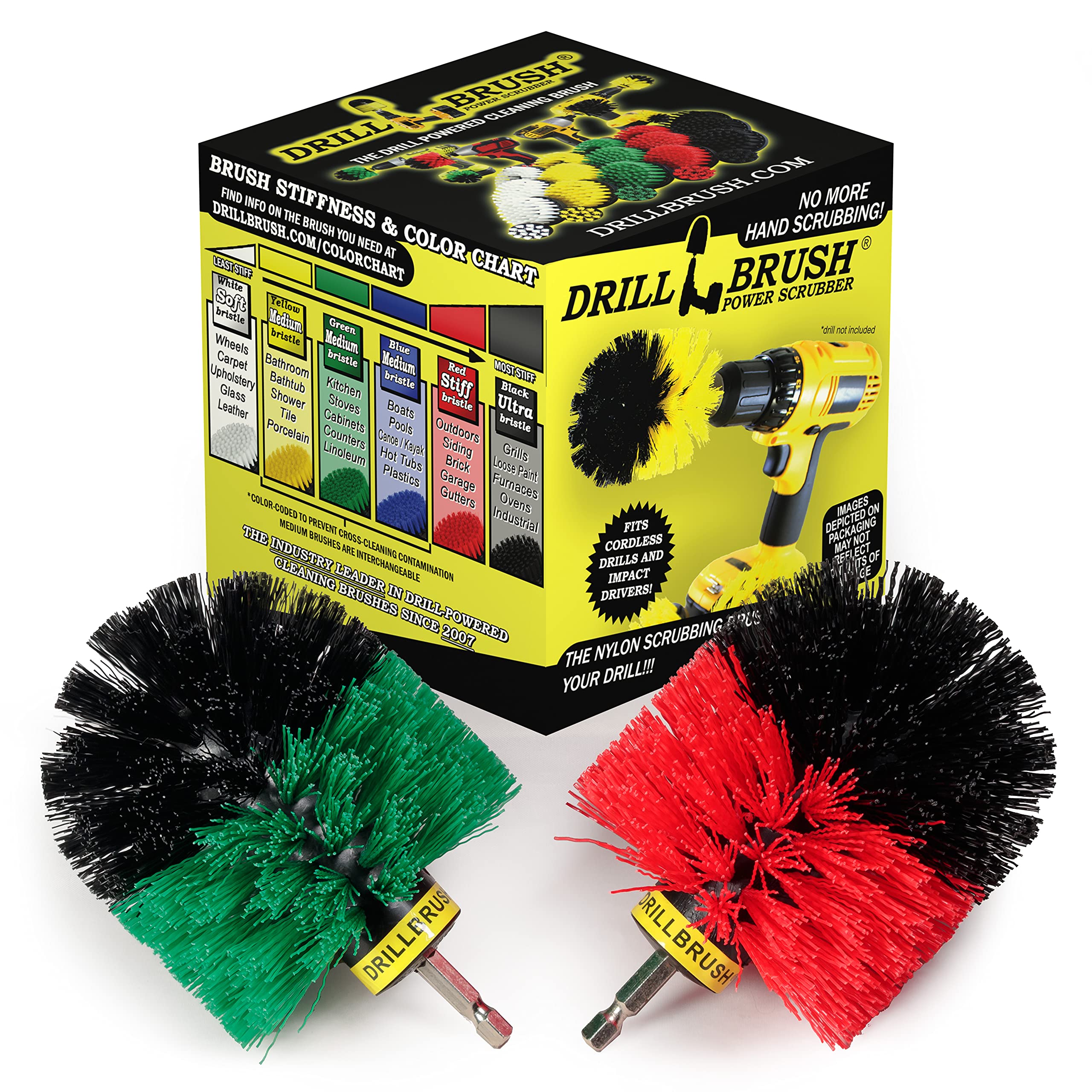 Drill Brush Power Scrubber - Kitchen Cleaning - Dish Brush - Pots And Pans - Cast Iron Cookware - Tile And Grout Brush - Outdoor