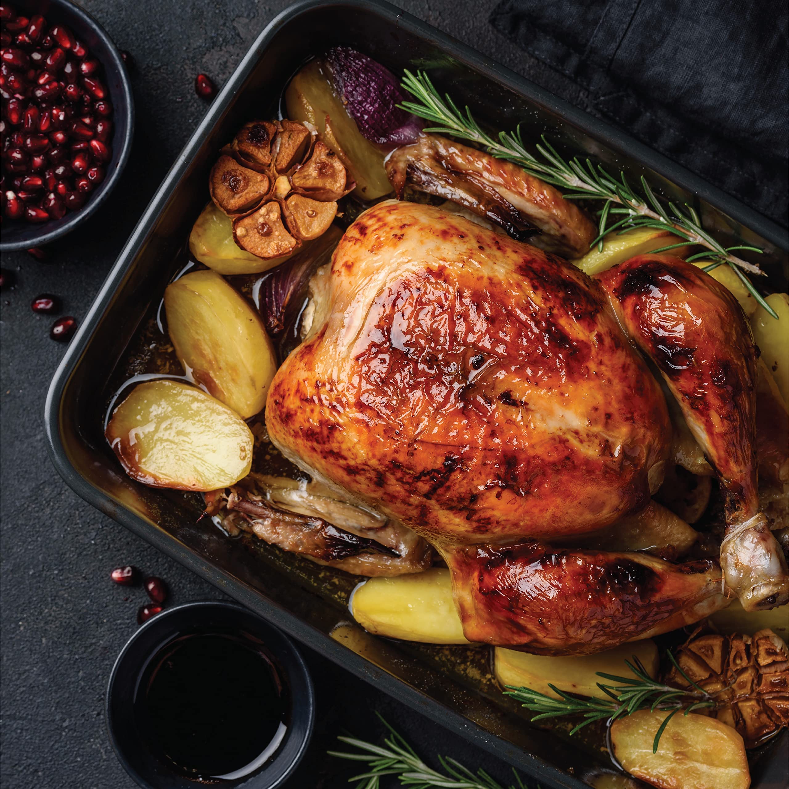 Baker'S Secret Nonstick Roaster Pan 15'' X 9'' Curved Corners, 0.9Mmm Thick Carbon Steel Oven Roasting Pan 2 Layers Food-Grade C