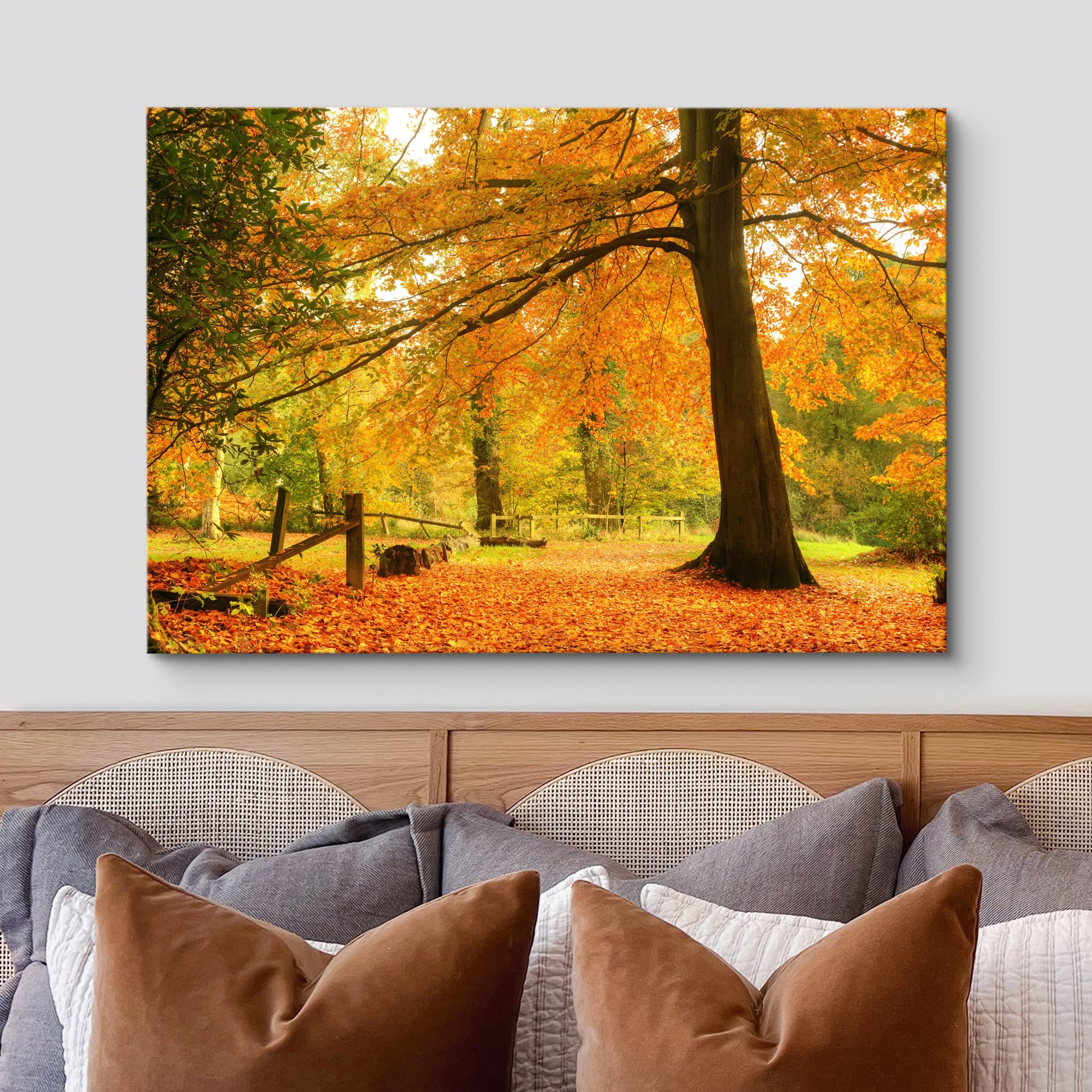 Wall26 Canvas Print Wall Art Yellow & Orange Autumn And Fall Forest Floral Nature Photography Realism Rustic Scenic Relax/Calm M