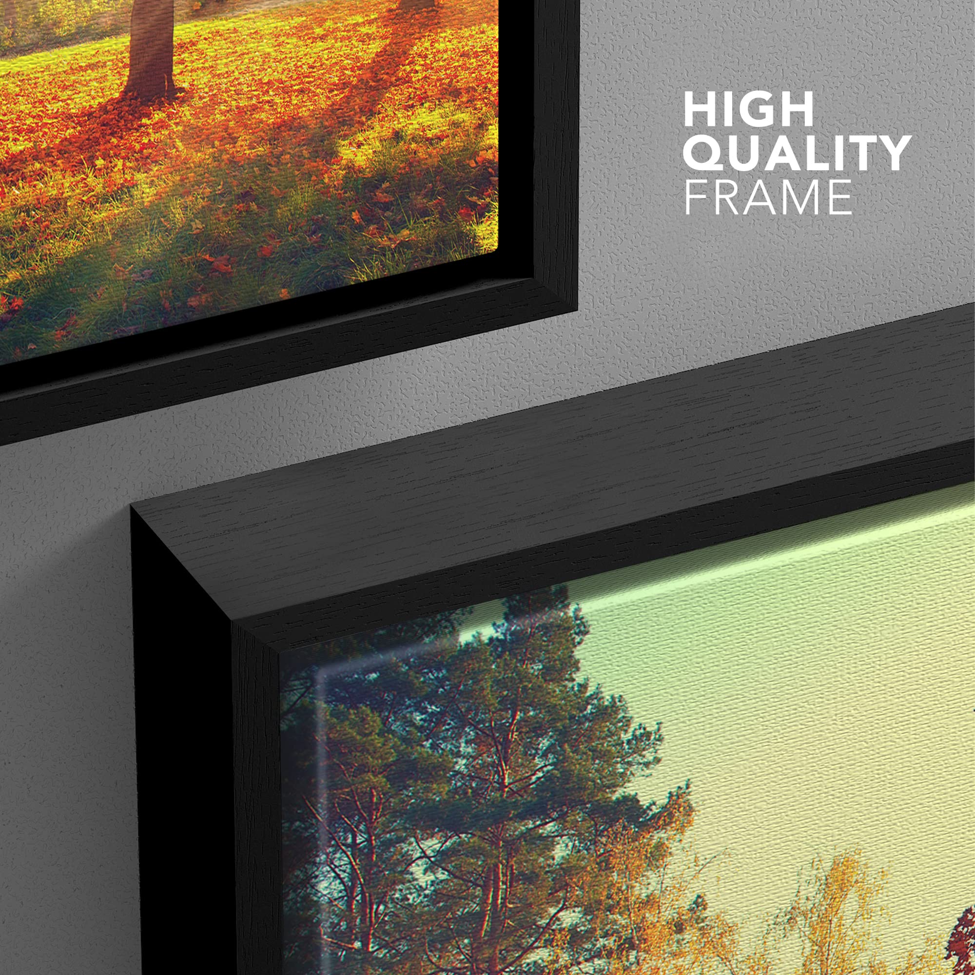 wall26 Framed Canvas Print Wall Art Path Through Red & Orange Autumn Park Nature Wilderness Photography Modern Art Rustic Scenic Colorful Multicolor for Living Room  Bedroom  Office - 24''x36'' Black