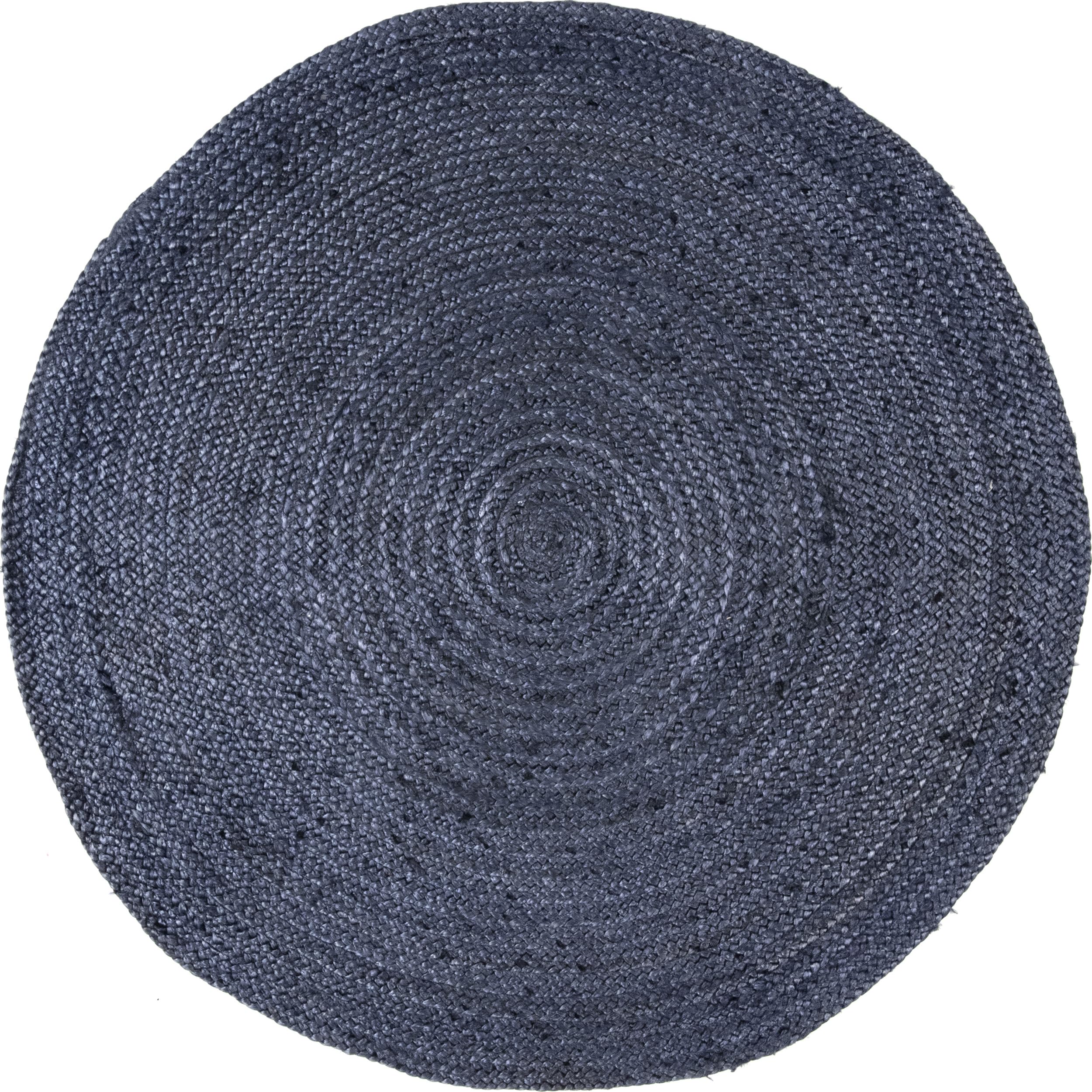 nuLOOM 6 Round Rigo Jute Hand Woven Area Rug, Navy, Solid Farmhouse Design, Natural Fiber, For Bedroom, Living Room, Dining Room