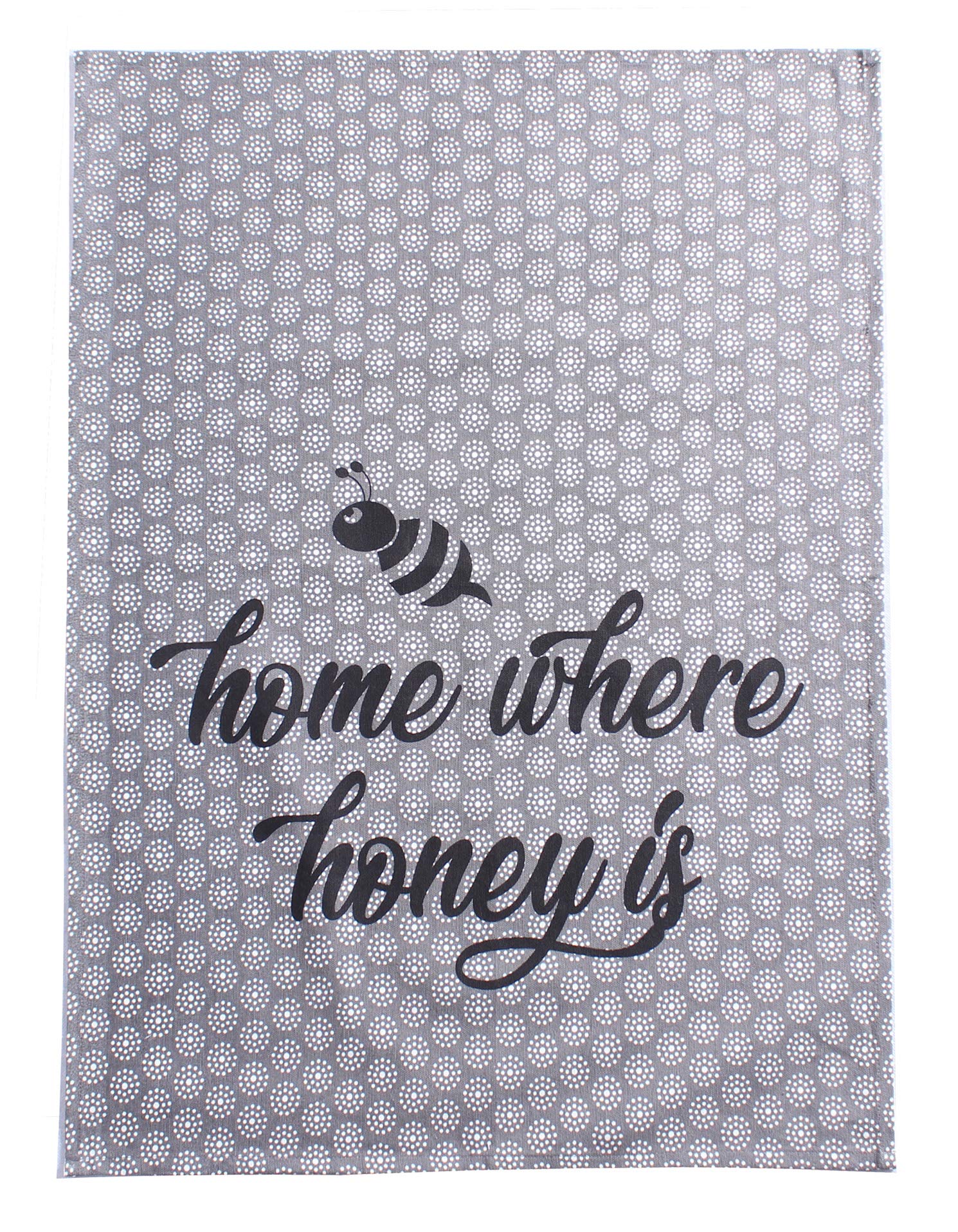 ACCENTHOME Cotton Kitchen Towels Set Of 4 - Absorbent Dish Towels Set | Tea Towels | Bar Towels | Bee Grey Yellow Kitchen Dish Towels - Multi Purpose Kitchen linen   Drying Dish Hand Towels 20x28