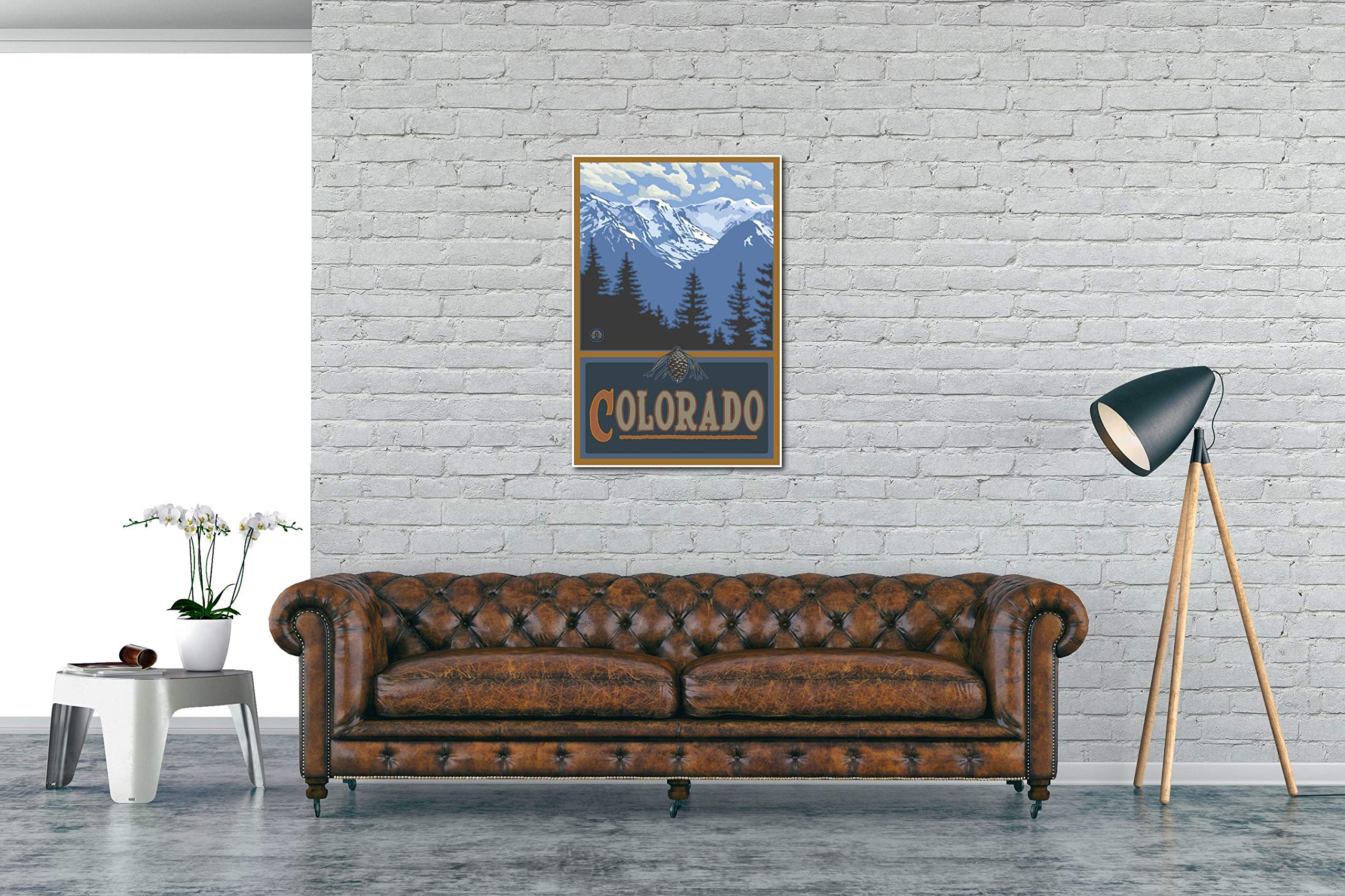 Colorado Snowy Mountain Ridges Giclee Art Print Poster From Travel Artwork By Artist Paul A. Lanquist 24'' X 36''
