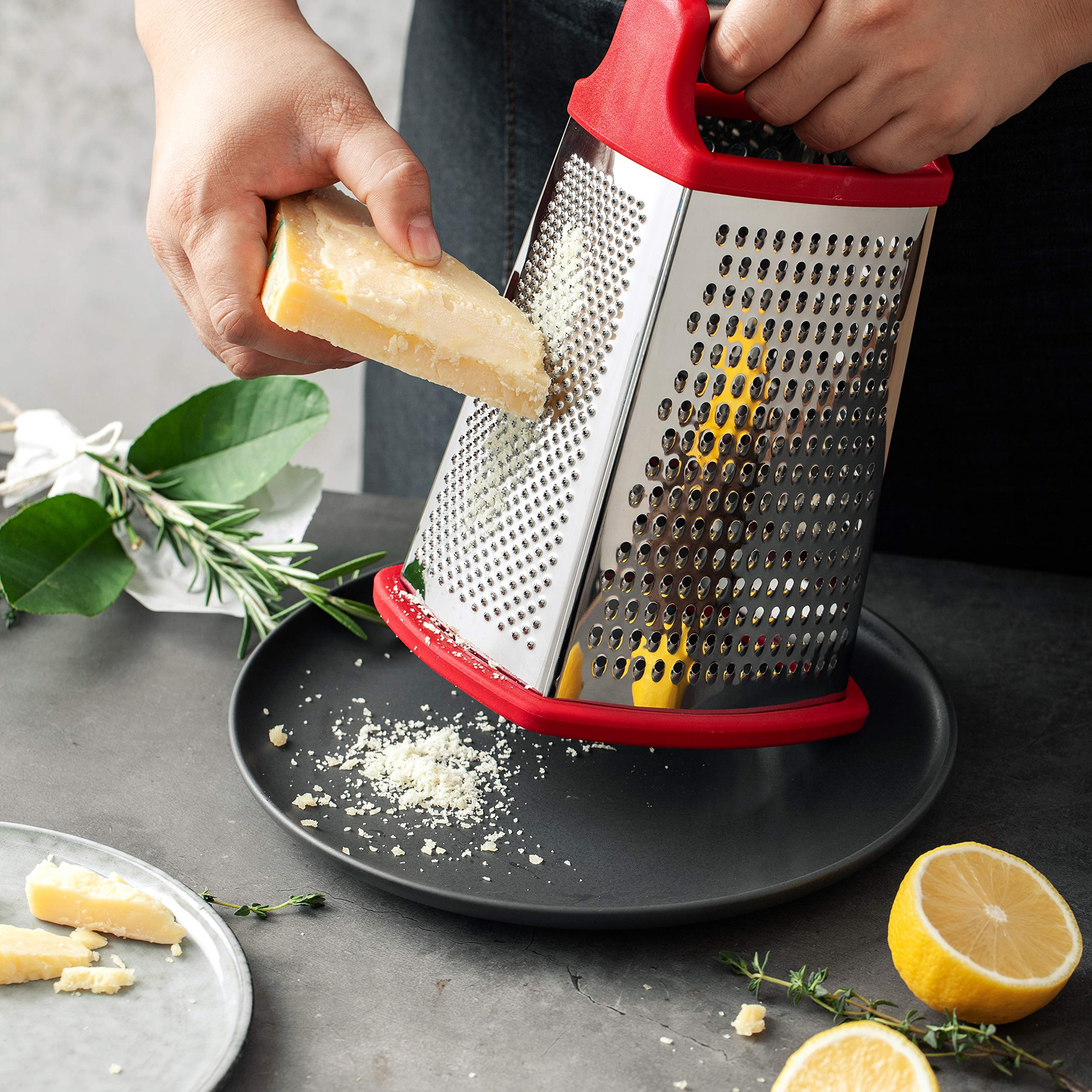 Spring Chef Professional Cheese Grater - Stainless Steel 4 Sided Box Grater For Kitchen, Xl Size - Perfect Shredder For Parmesan