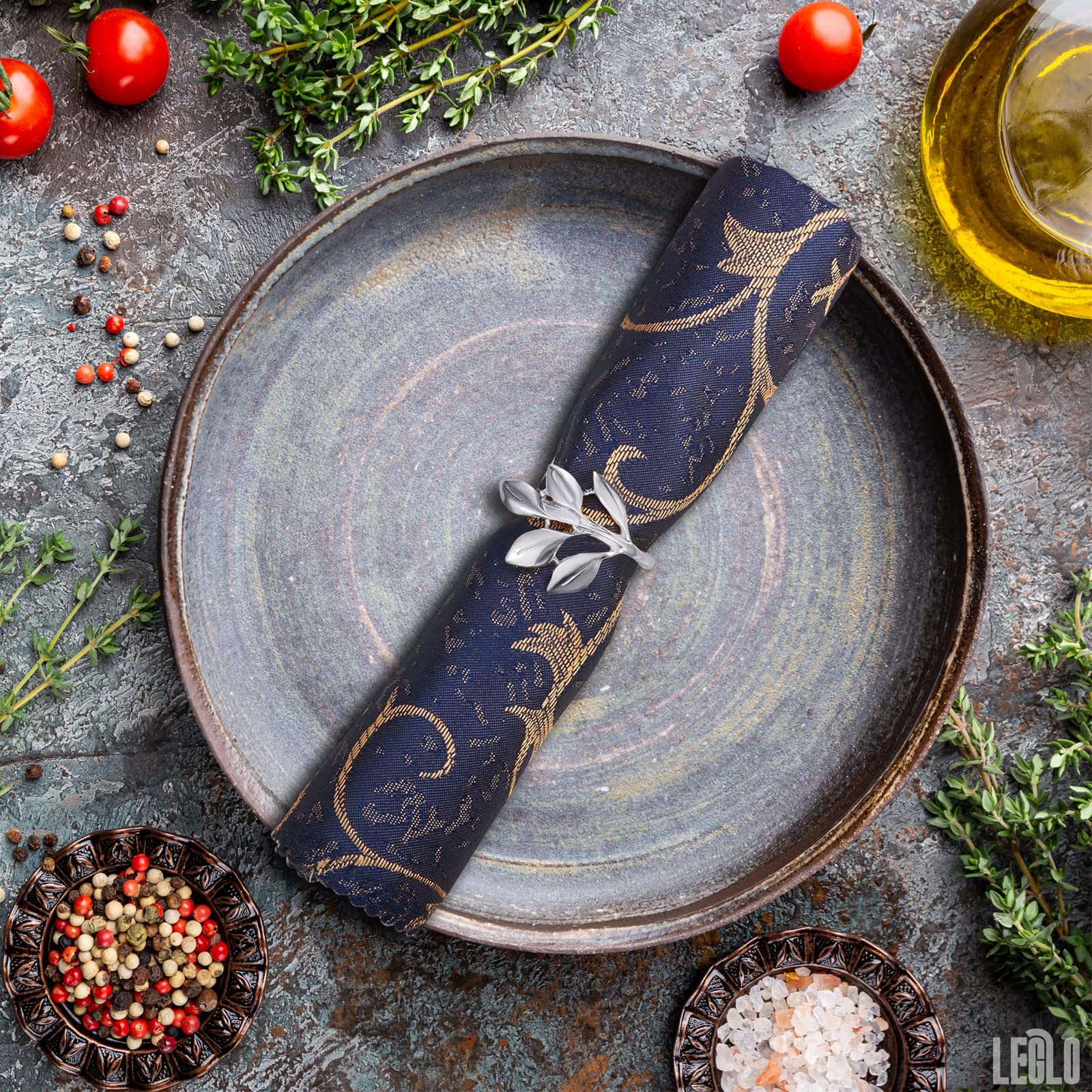 Set Of 20 Silver Napkin Rings - Elegant Leaf Design Table Decor | Stylish For Weddings, Dinner Parties, Womens Day, And Festive