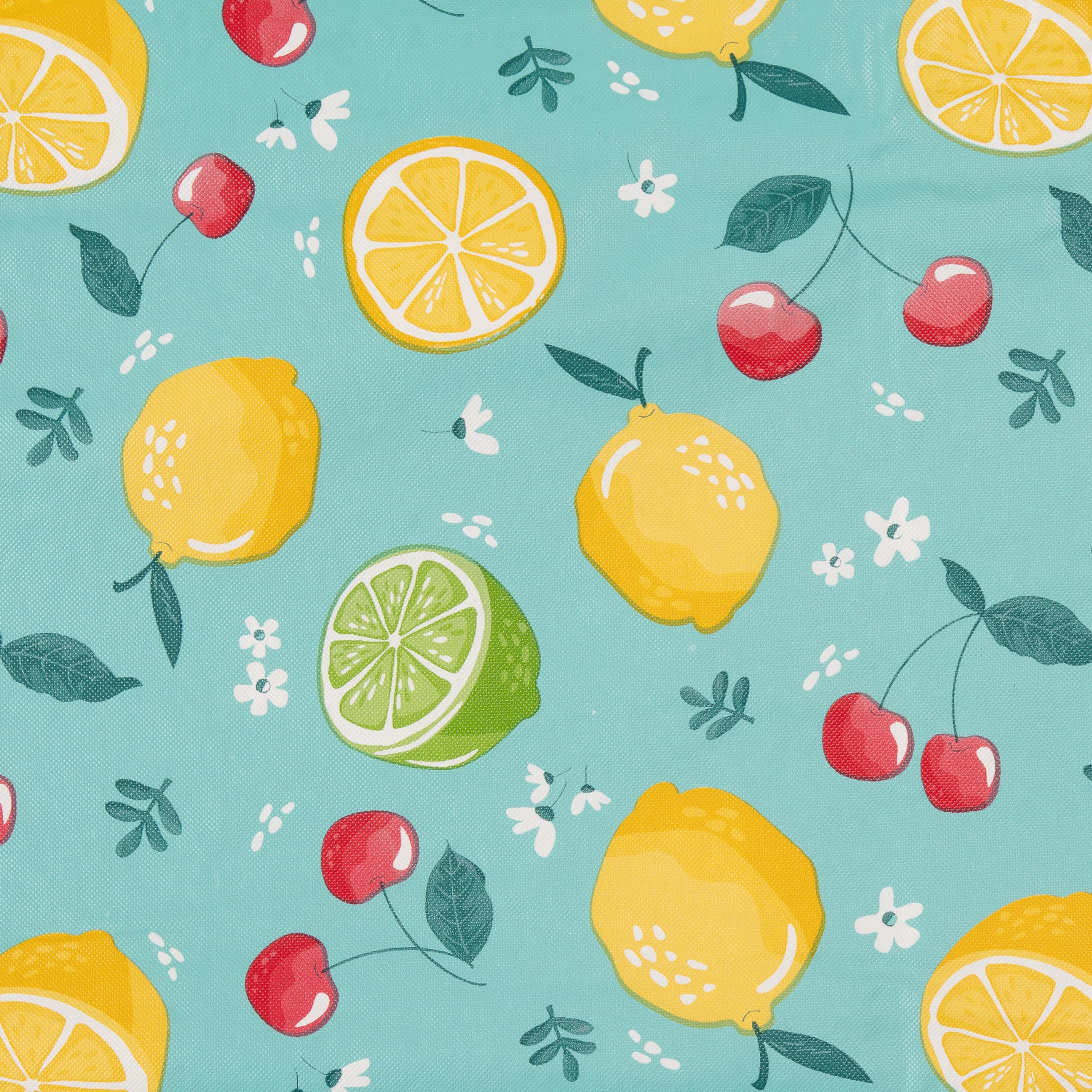 Everyday Luxuries Waterproof Round Tablecloth 60 Inch Stain And Wrinkle Resistant | Decorative 3.6 Gauge Lemons & Cherries Vinyl