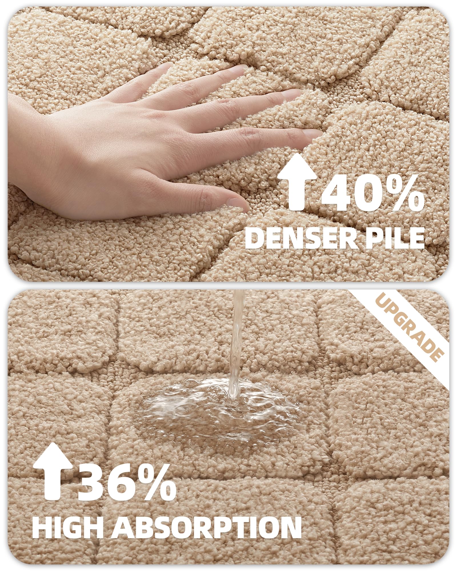 Color&Geometry Beige Bathroom Rugs Non Slip Washable- 17''X30'' Luxury Absorbent Bath Mats For Bathroom, Sink, Bathtub, Thick So