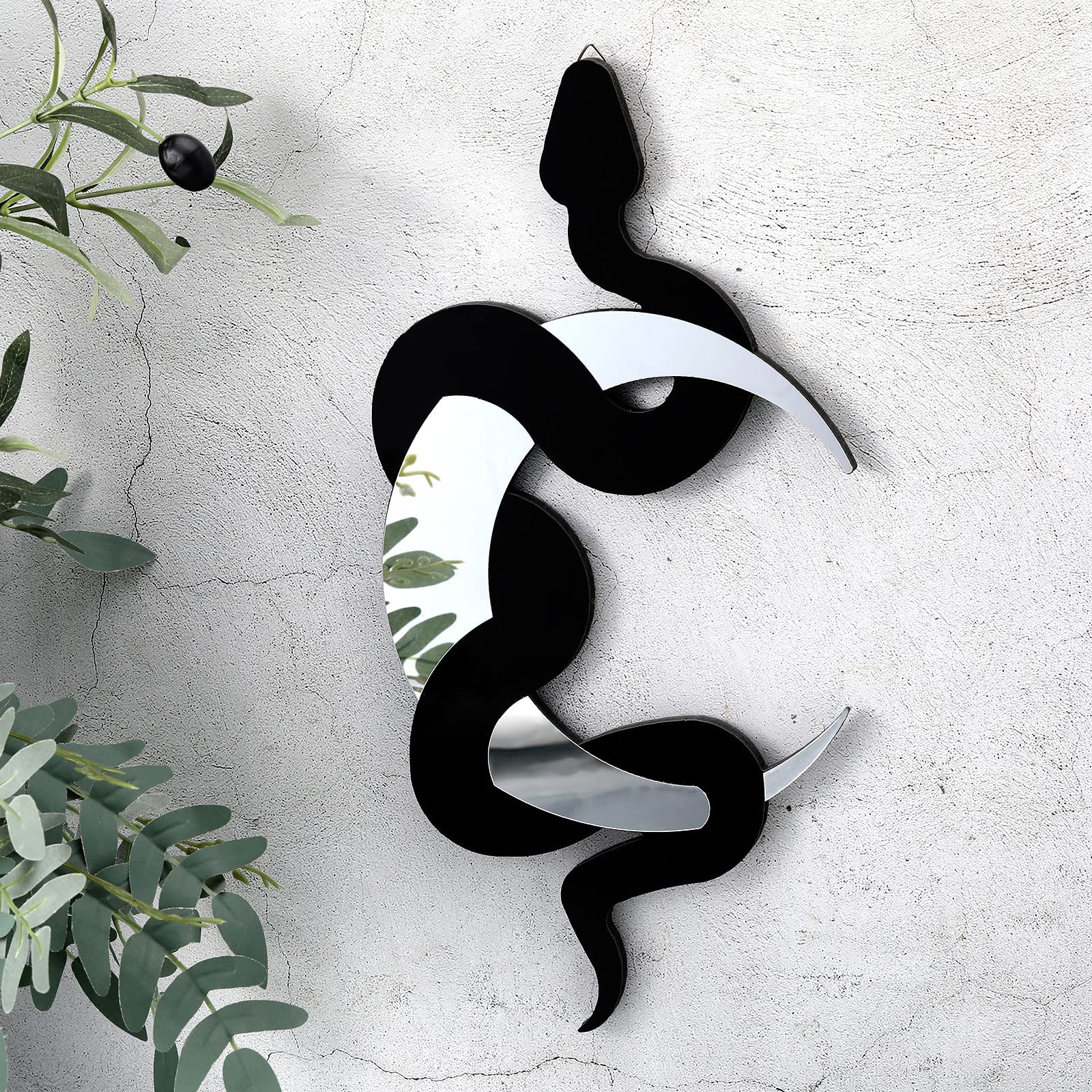 Weysat Black Snake and Crescent Moon Mirror Gothic Wall Decor Gothic Snake Decor Boho Hanging Mirrors Home Decorative Wall Art f