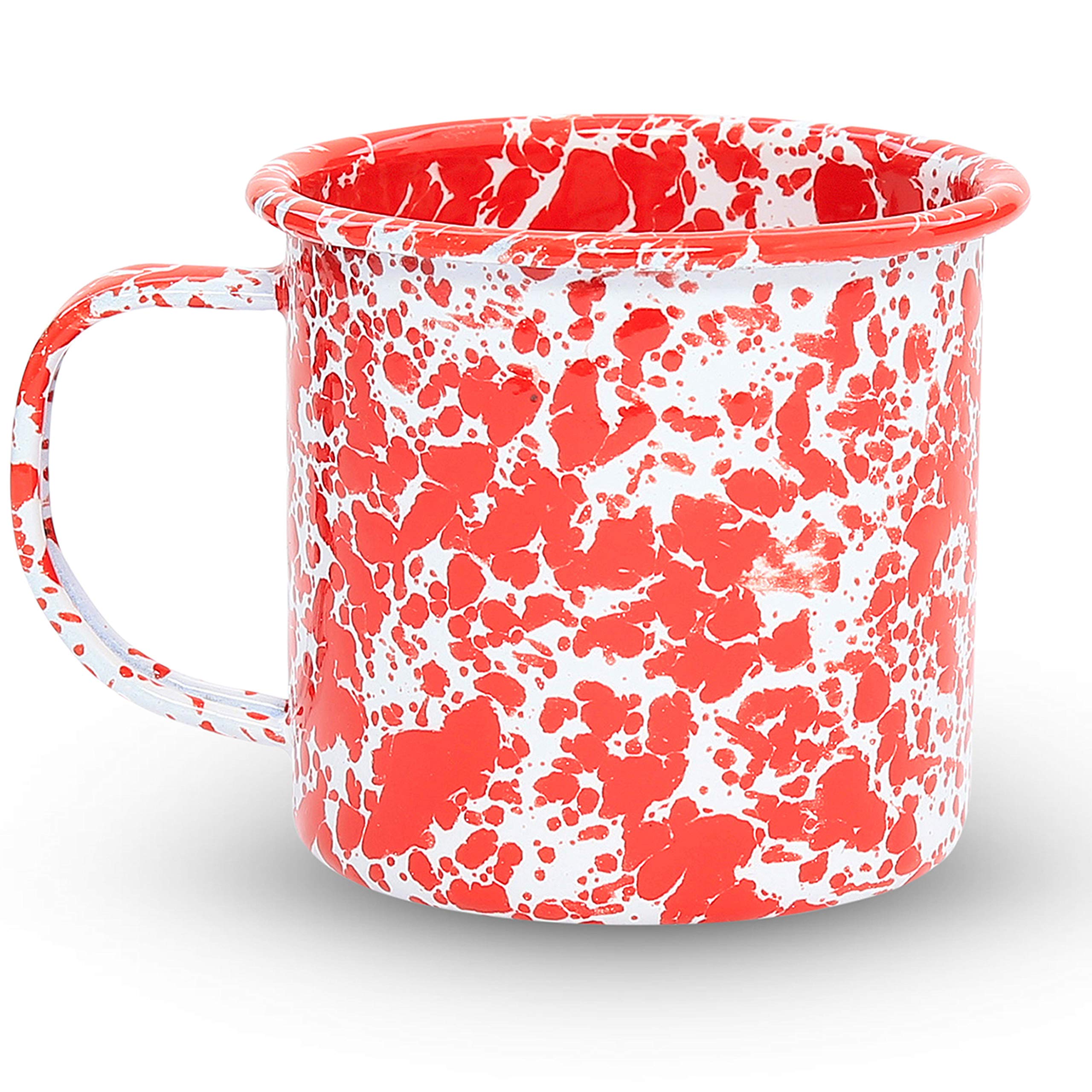 Crow Canyon Home Enamelware Mug, 12 Ounce, Red/White Splatter (Set Of 4)