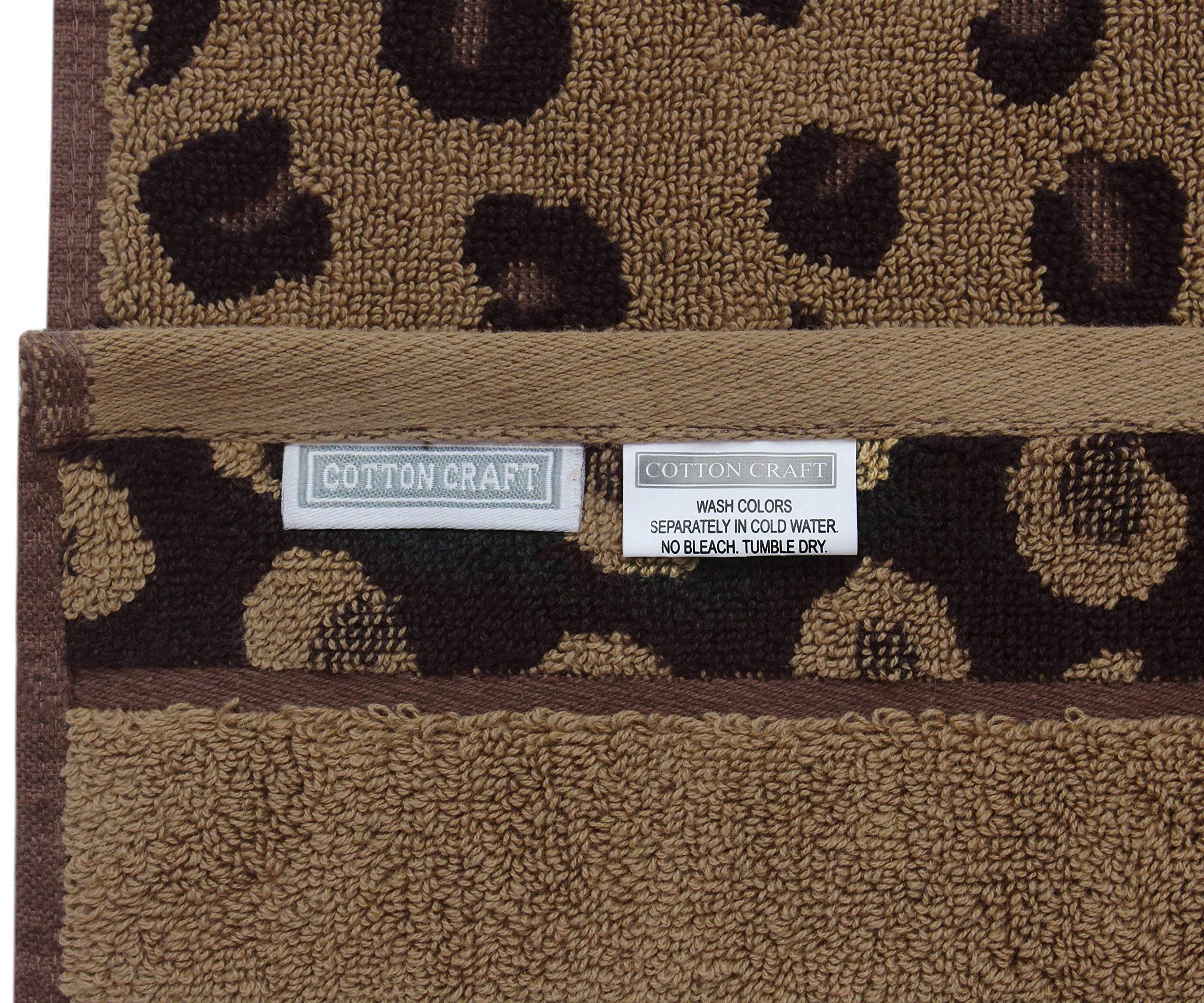 Cotton Craft Hand Towels - Set Of 4 Animal Print Cheetah Leopard Africa Safari Decorative Hand Towel - 100% Cotton Jacquard Luxu