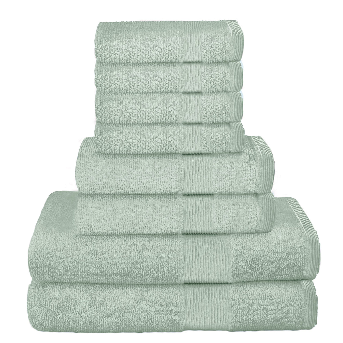 Elvana Home 8 Piece Towel Set 100% Ring Spun Cotton, 2 Bath Towels 27X54, 2 Hand Towels 16X28 And 4 Washcloths 13X13 - Ultra Sof