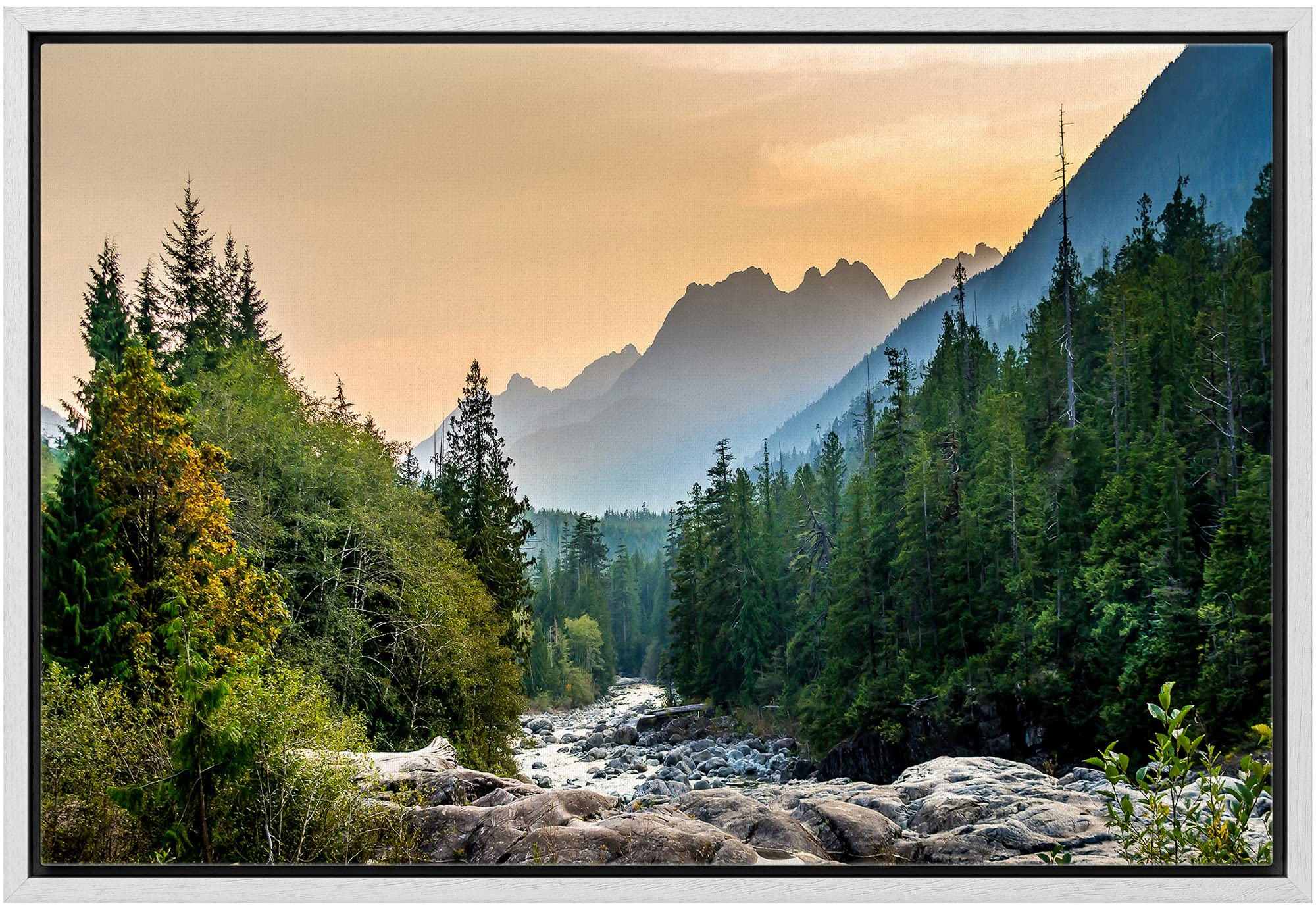 Wall26 Framed Canvas Print Wall Art Colorado Forest River Rapid Rock Mountain Nature Wilderness Photography Realism Earth Scener