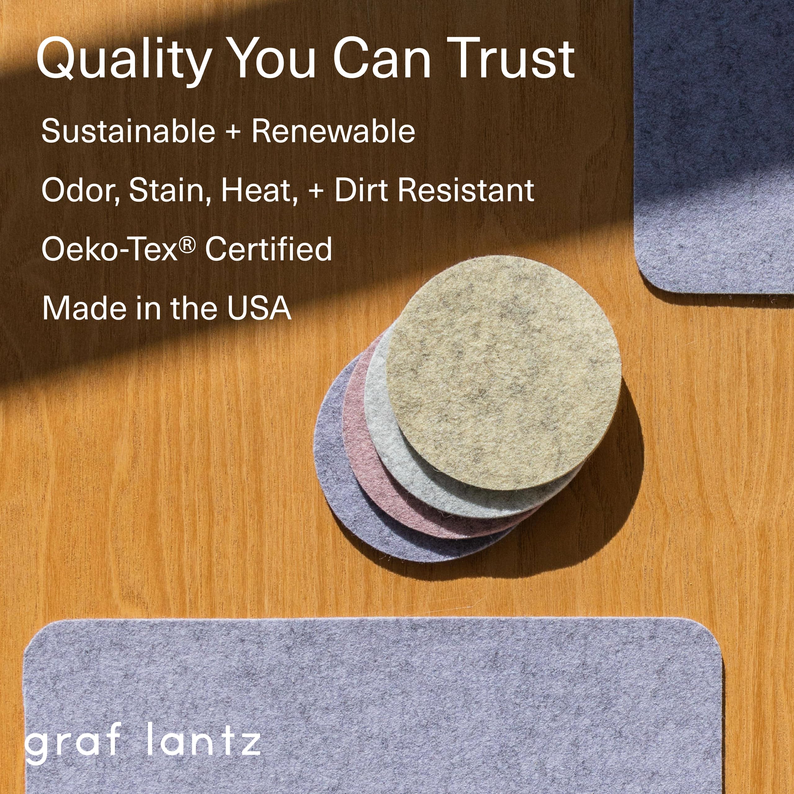 Graf Lantz - Bierfilzl Felt Coasters - Square - 100% Merino Wool - Moisture Wicking - Heat Resistant - Sustainable - Absorbent -