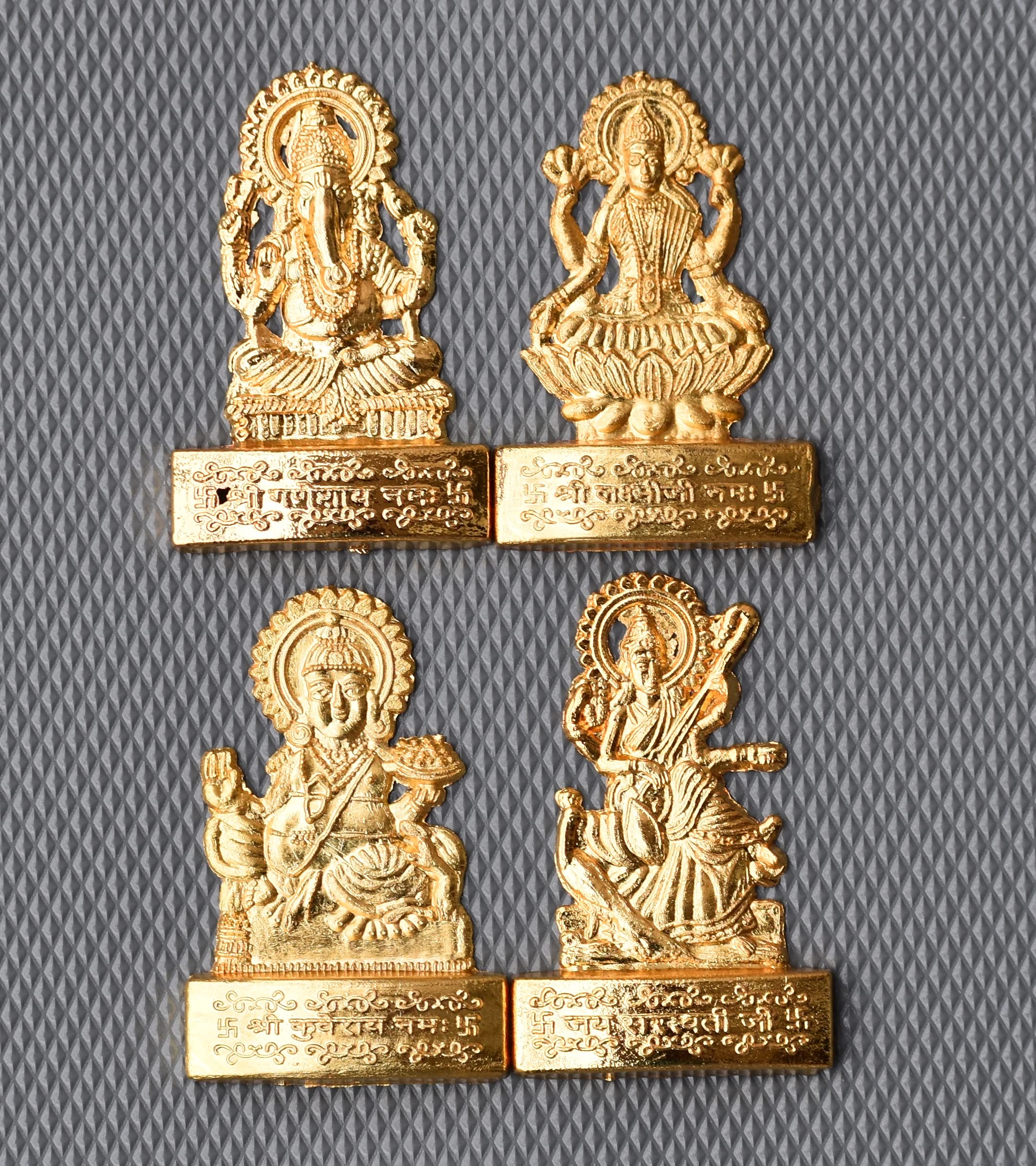 Nicolette Brass Metal Shri Laxmi MATA Ganesh Ji Lord Kuber Saraswati MATA Murti Combo Murti Brass Idol for Pooja and Mandir