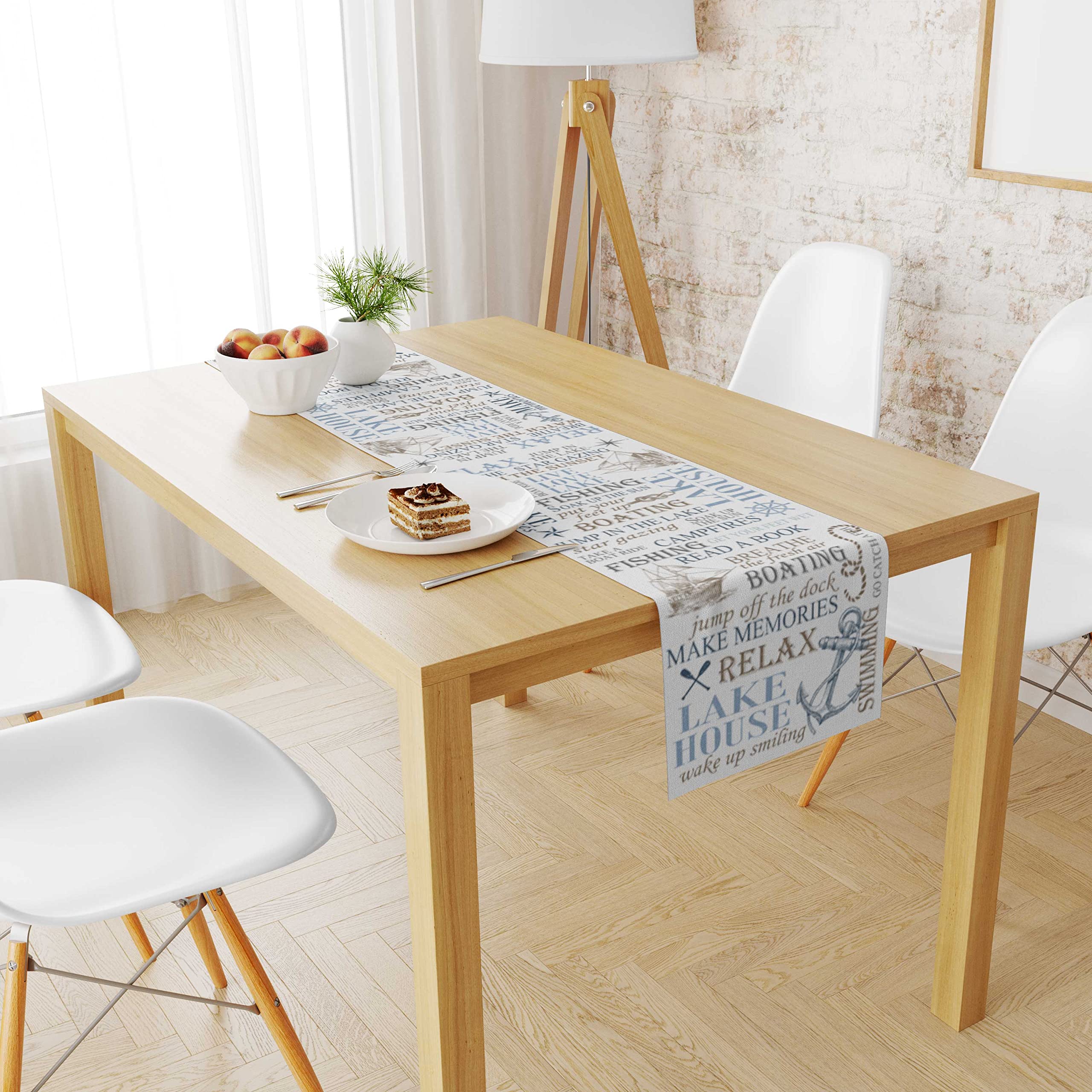 Decopow Nautical Beach Style Table Runner Lake House,14 Inches X 70 Inches