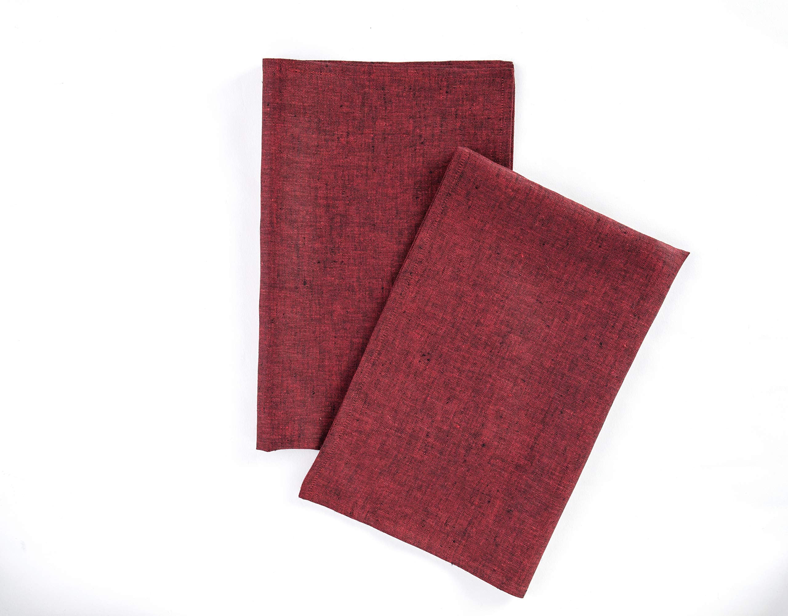Solino Home Linen Kitchen Towels Set Of 2 - Red Garnet 17 X 26 Inch - 100% Pure Linen Kitchen/Tea Towels - Machine Washable And