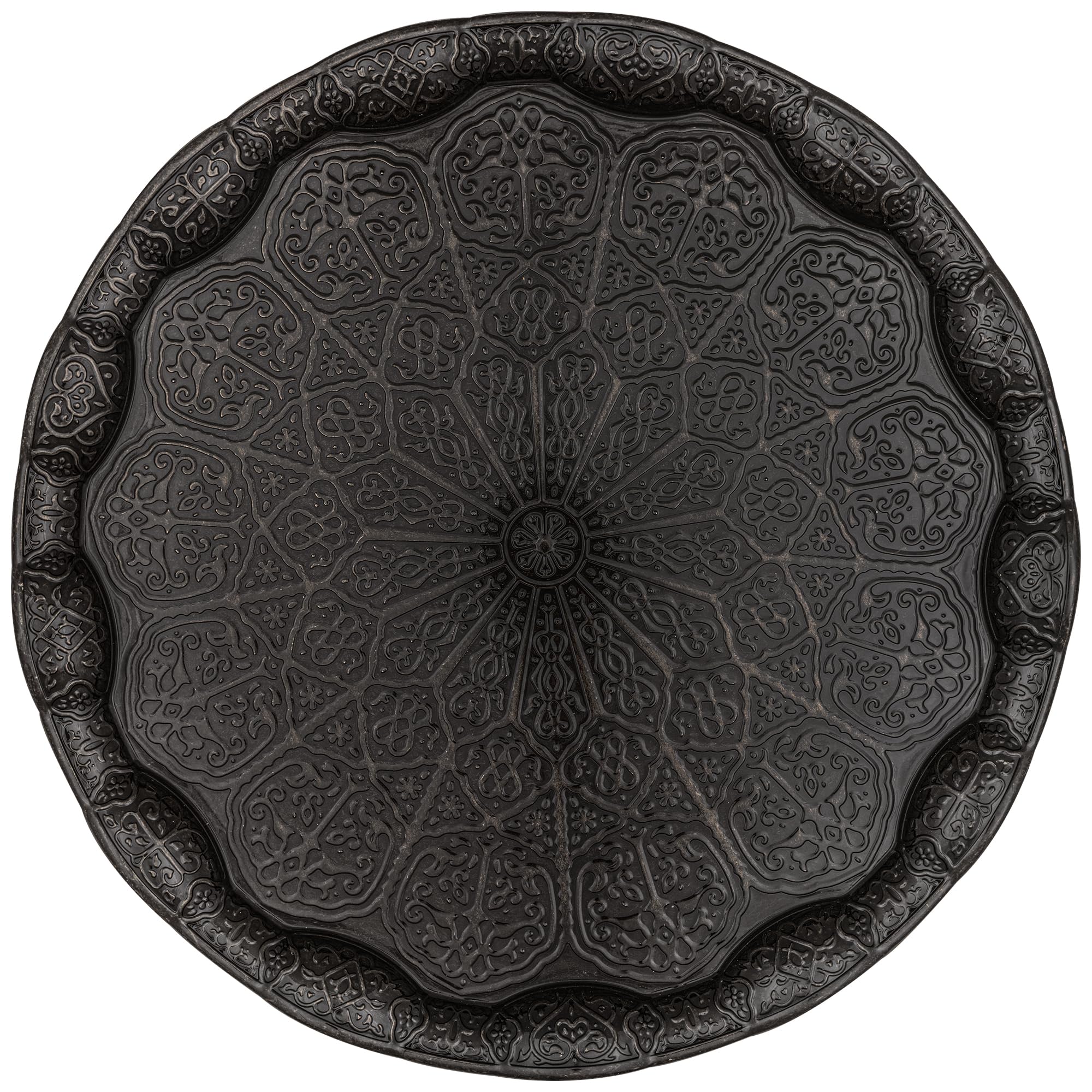 Alisveristime Turkish Ottoman Coffee Tea Serving Tray - 13.60 Inches, Metal With Traditional Motifs, Available In Five Colors (B