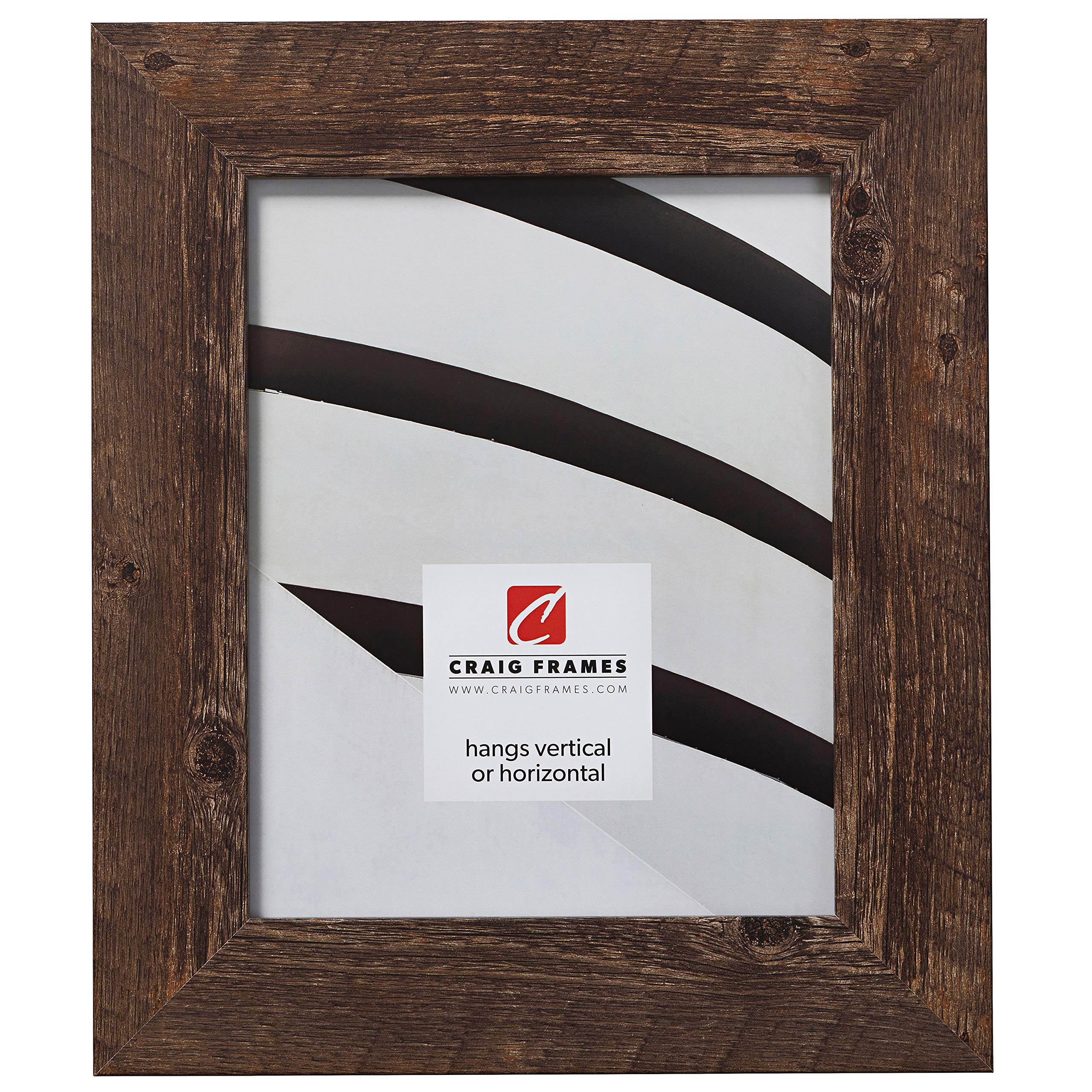 Craig Frames American Barn, Faux Barnwood Picture Frame, Brown Oak, 11 x 14 Inch