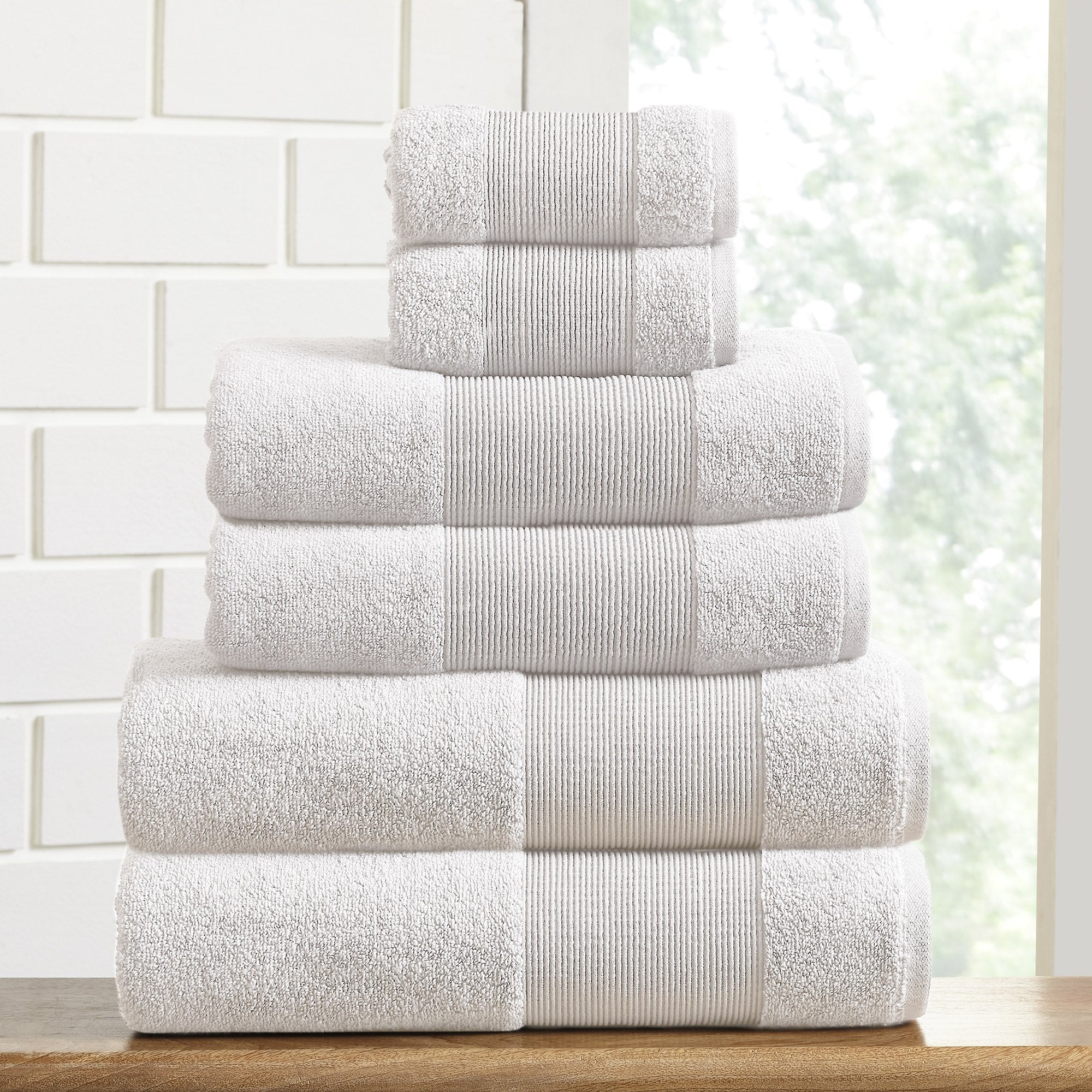 Modern Threads Air Cloud 6-Piece Towel Set - 100% Zero-Twist Cotton, 500 Gsm, Quick Dry & Plush, White
