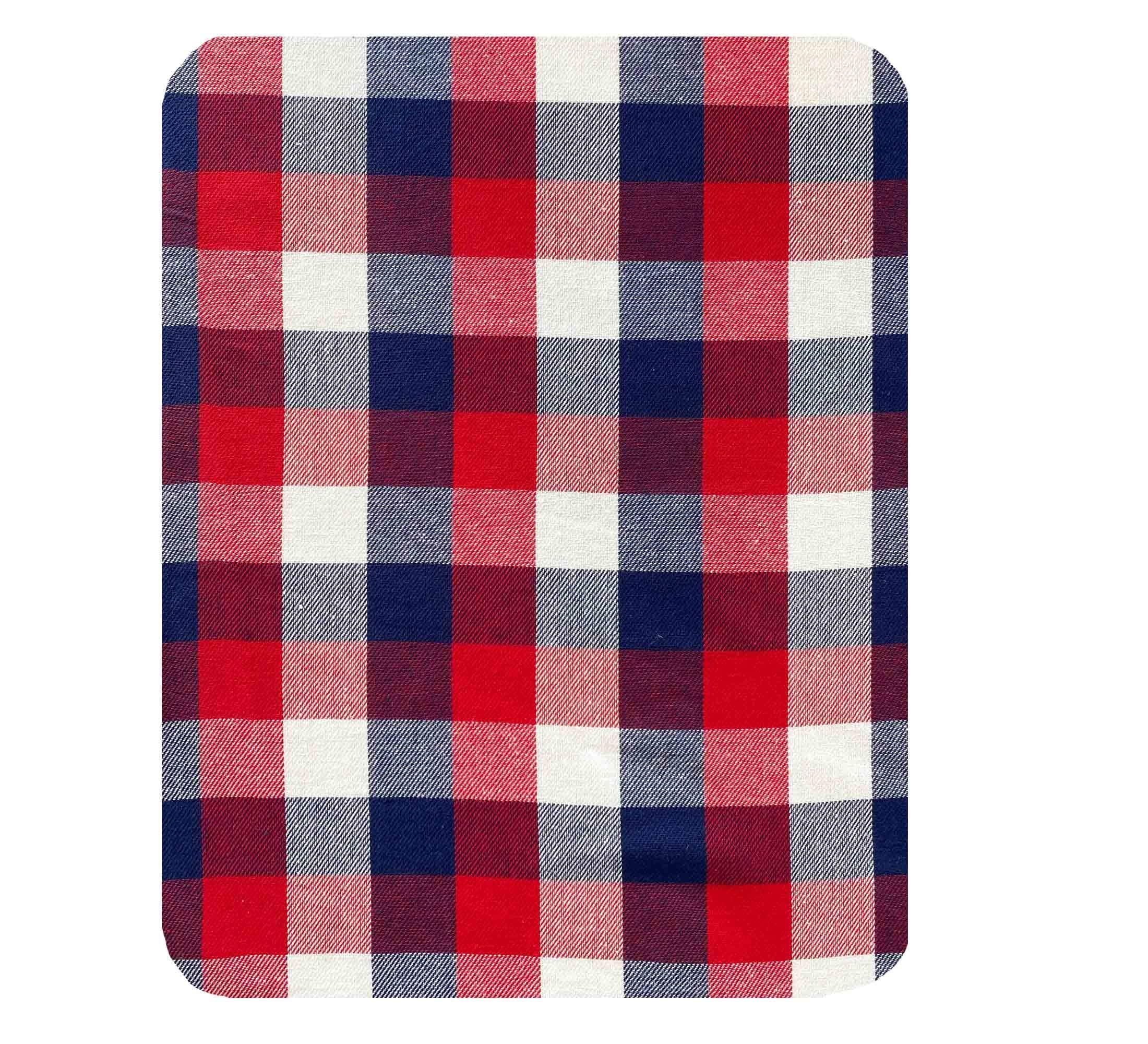 Newbridge American Rustic Red, White And Blue Plaid Cotton Weave Fabric Napkin Set, Indoor Outdoor Country Rustic Patriotic Wove
