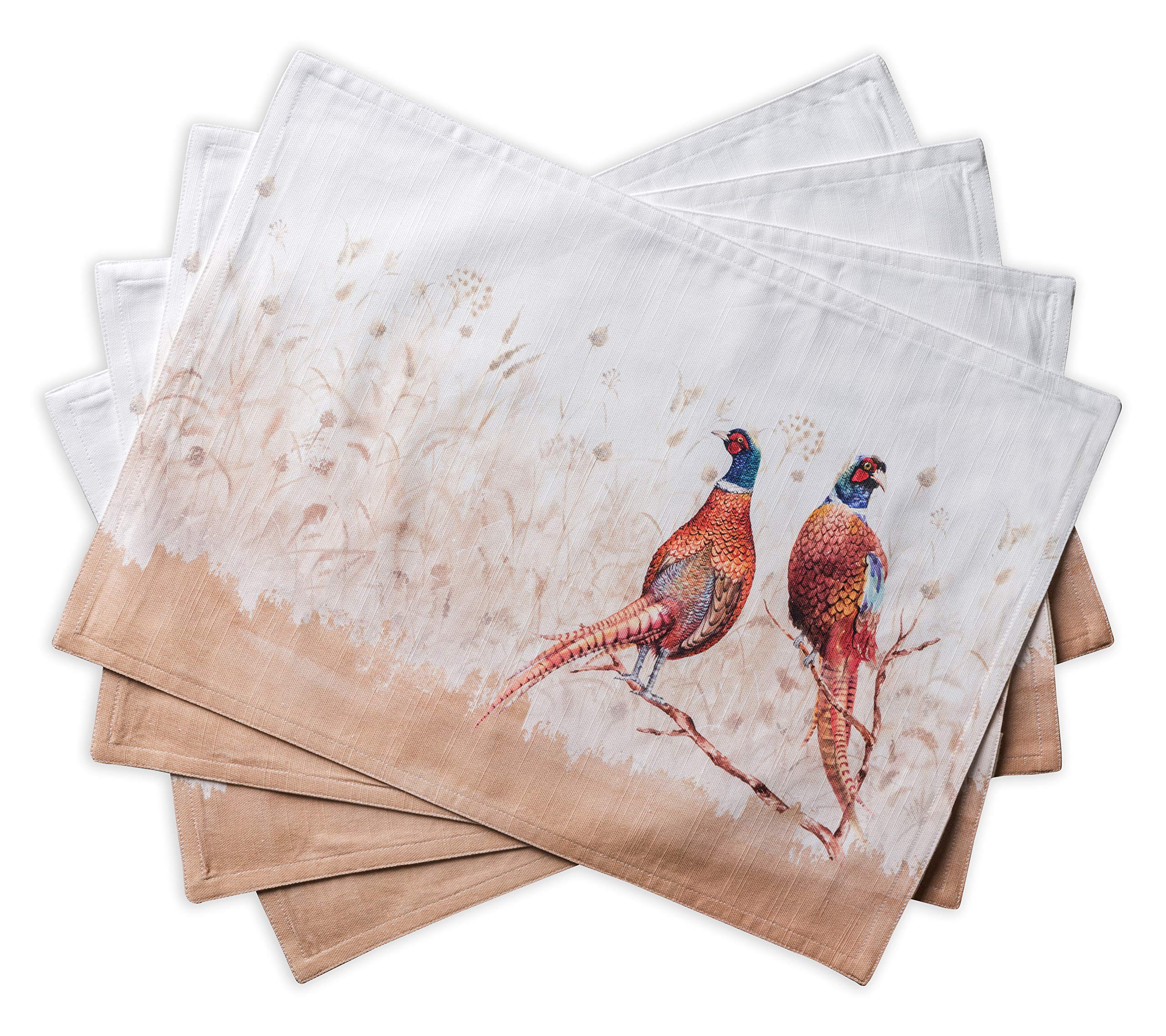 Maison D' Hermine Placemats Set Of 4, 100% Cotton Decorative Washable Table Place Mat, Kitchen, Party, Wedding, Restaurant & Cam