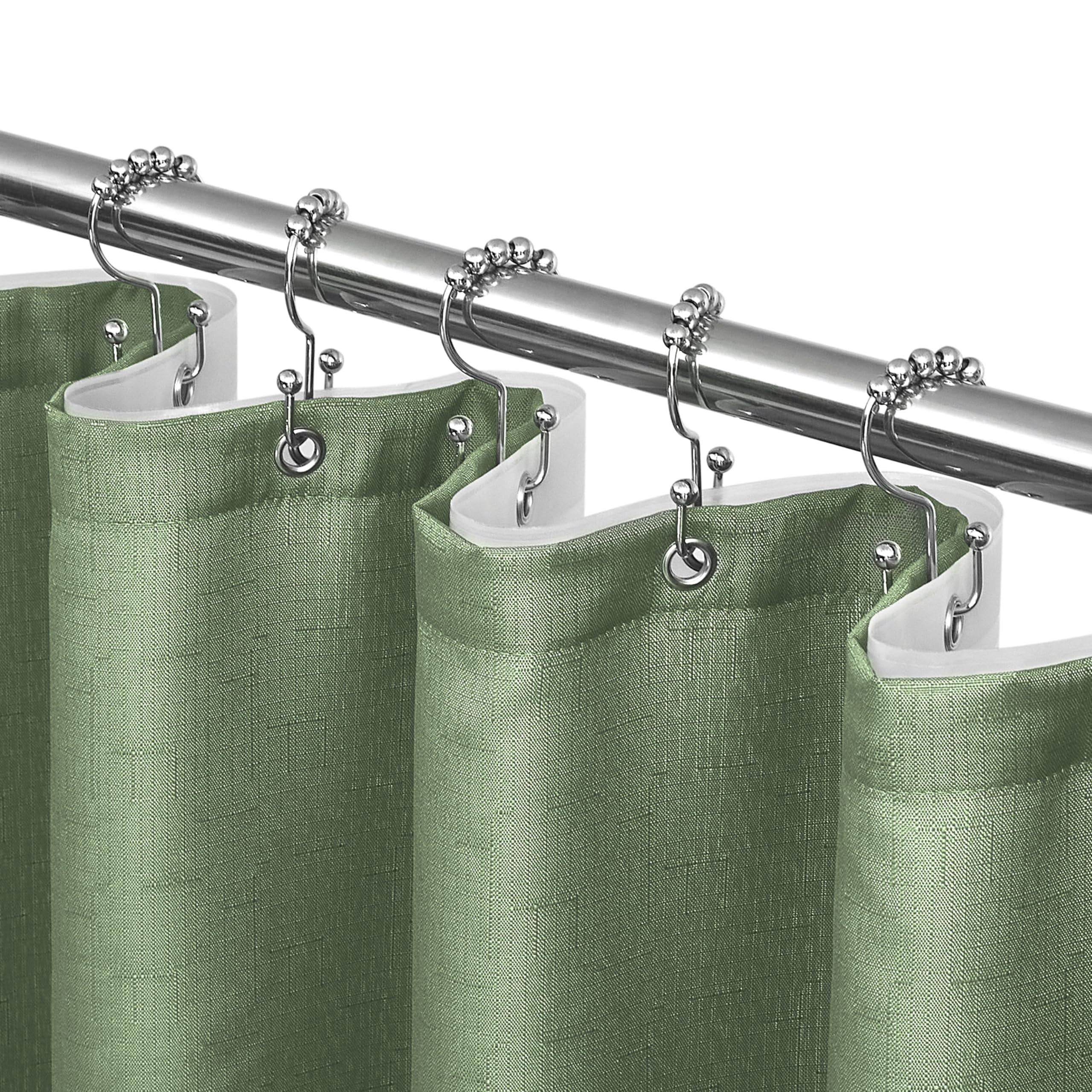 Lameirose Grey Shower Curtain And Liner, 3 In 1 Half Size Shower Curtain Set With 6 Double Sided Shower Curtain Hooks, Cloth Sho