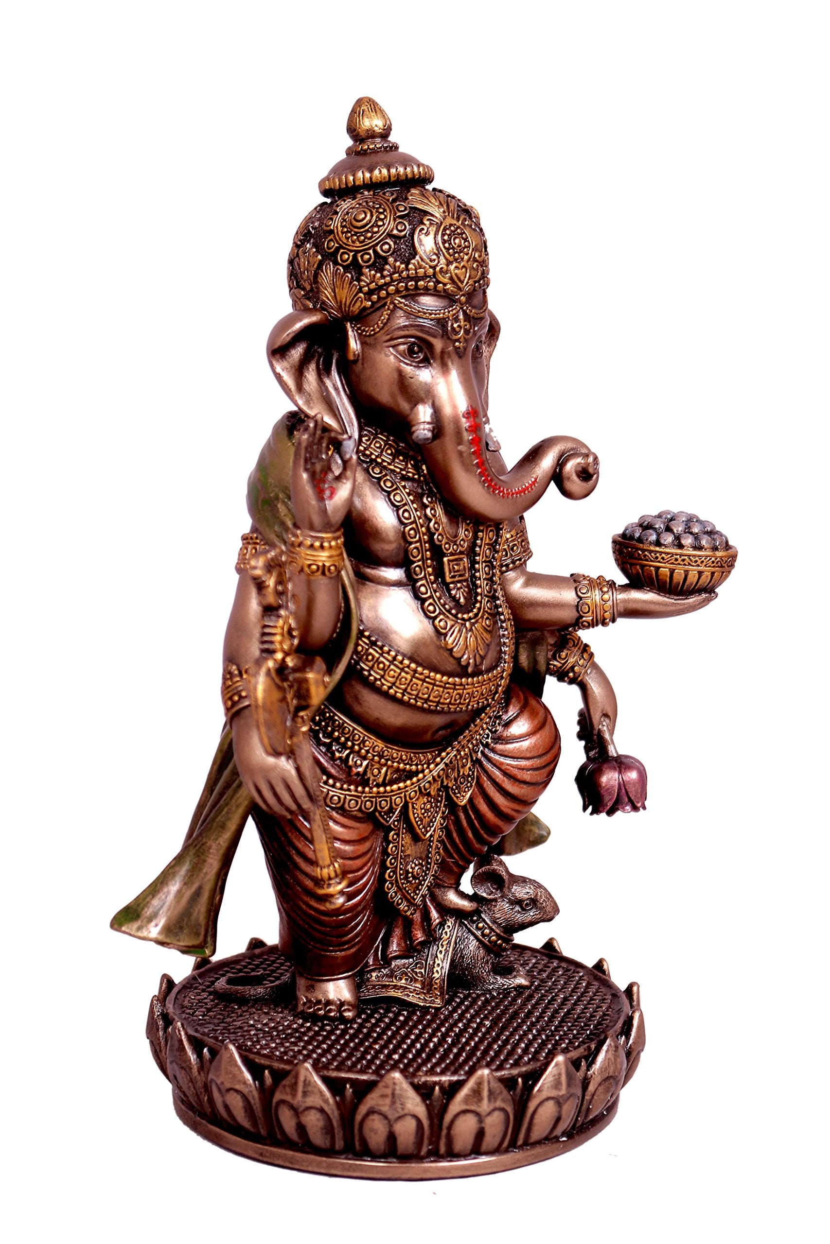 Aone India Idol Bonded Bronze Poly Resin Idol Laxmi Ganesh Murti 7 Inches