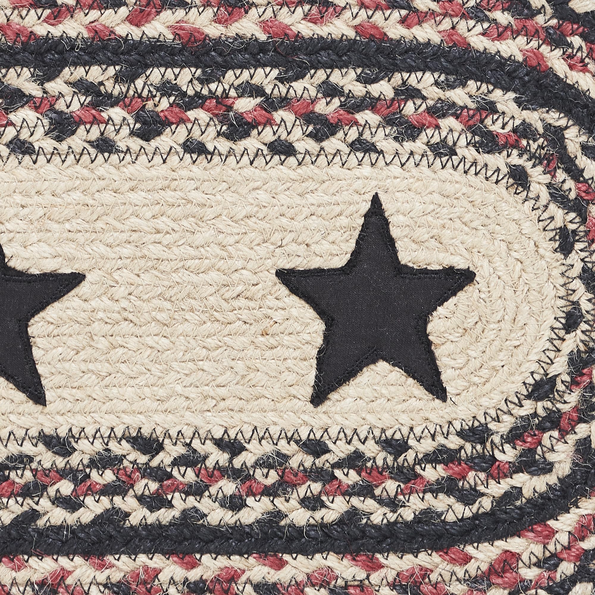 Vhc Brands Primitive Colonial Star Table Runner, Tan Black Red, Jute Blend, Oval, 13X36 Inches