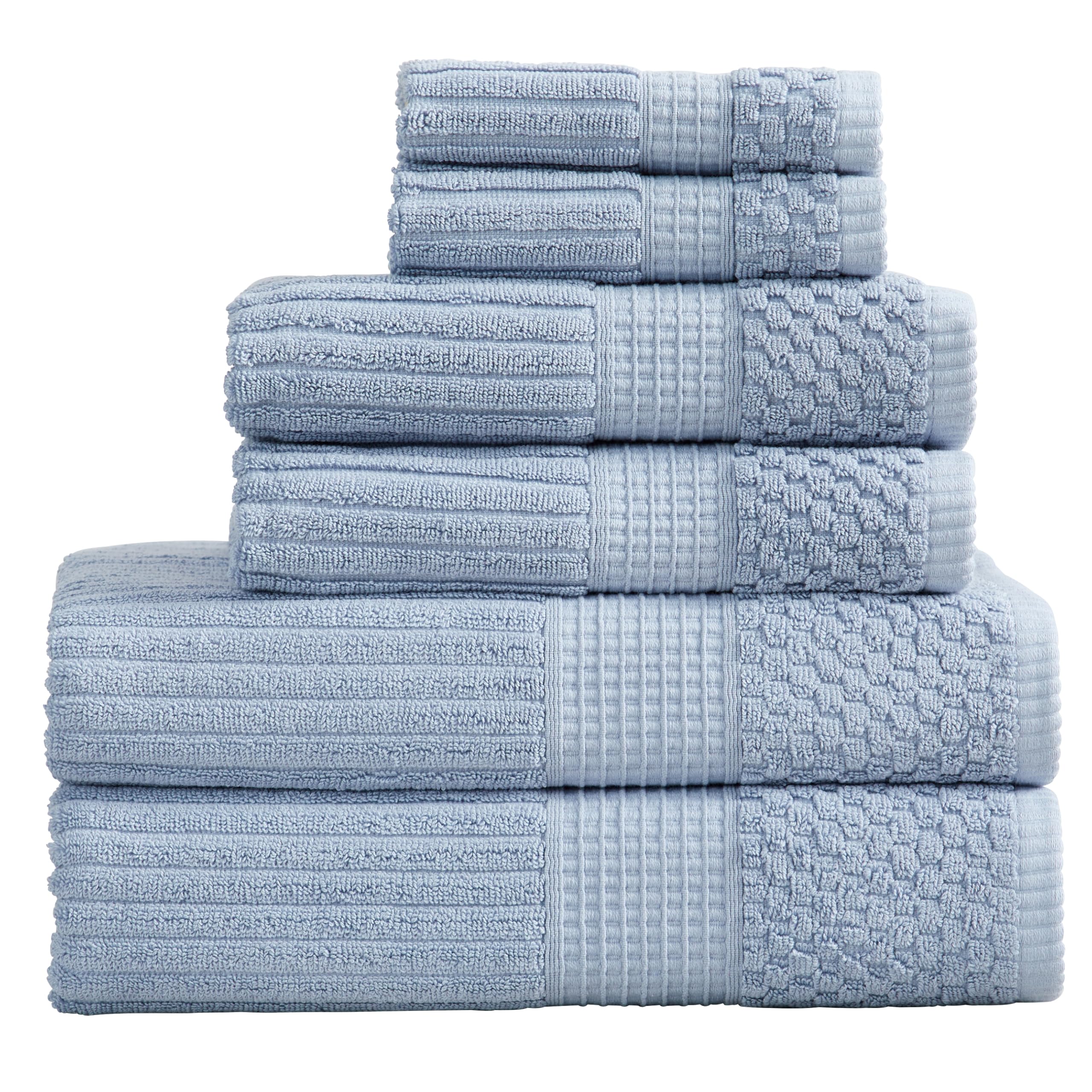 Springtree Home 100% Cotton Towel Set 6 Piece Set | Super Soft & Absorbent Quick-Dry 2 Bath Towels 2 Hand Towels & 2 Washcloths