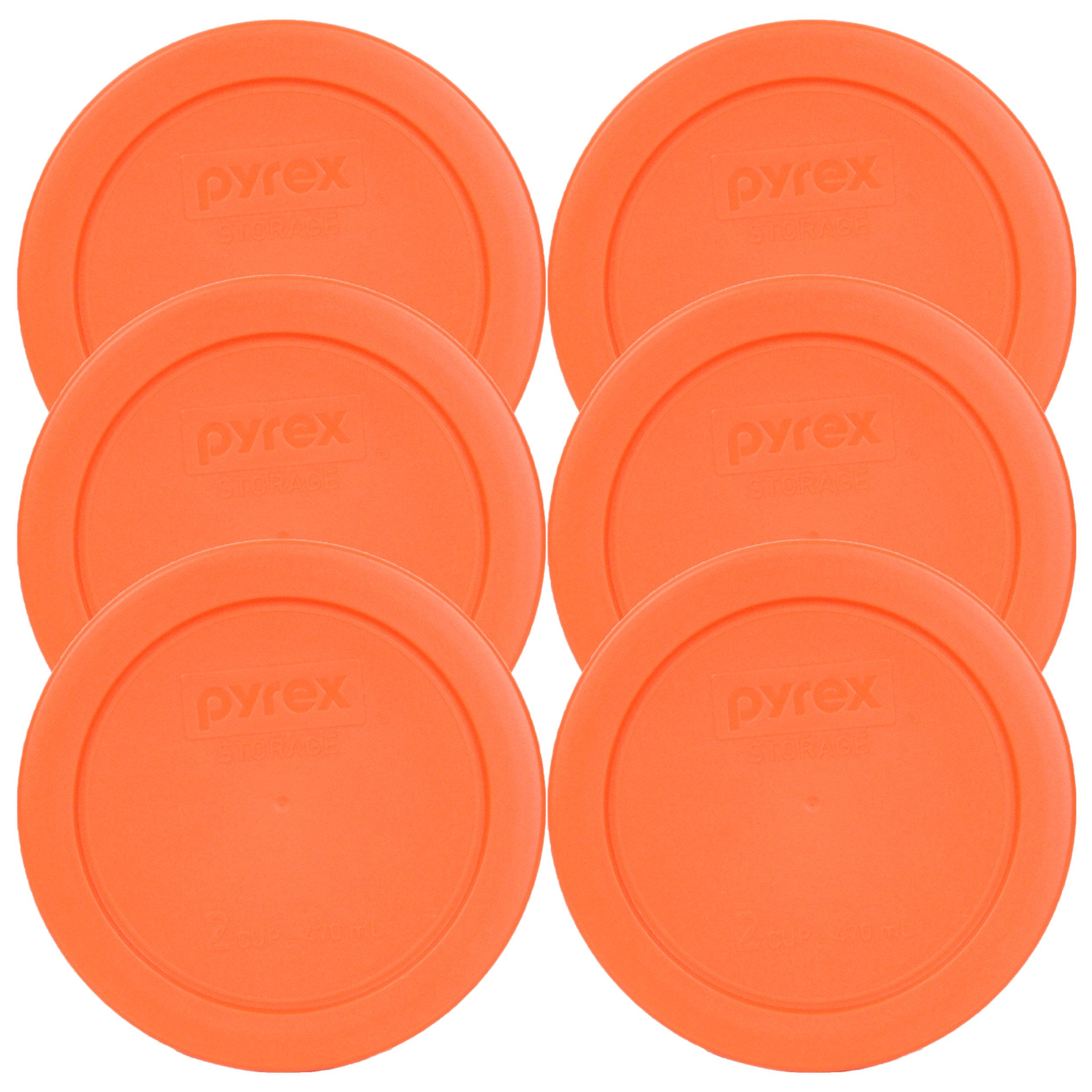 Pyrex 7200-Pc Round 2 Cup Storage Lid For Glass Bowls (6, Orange)
