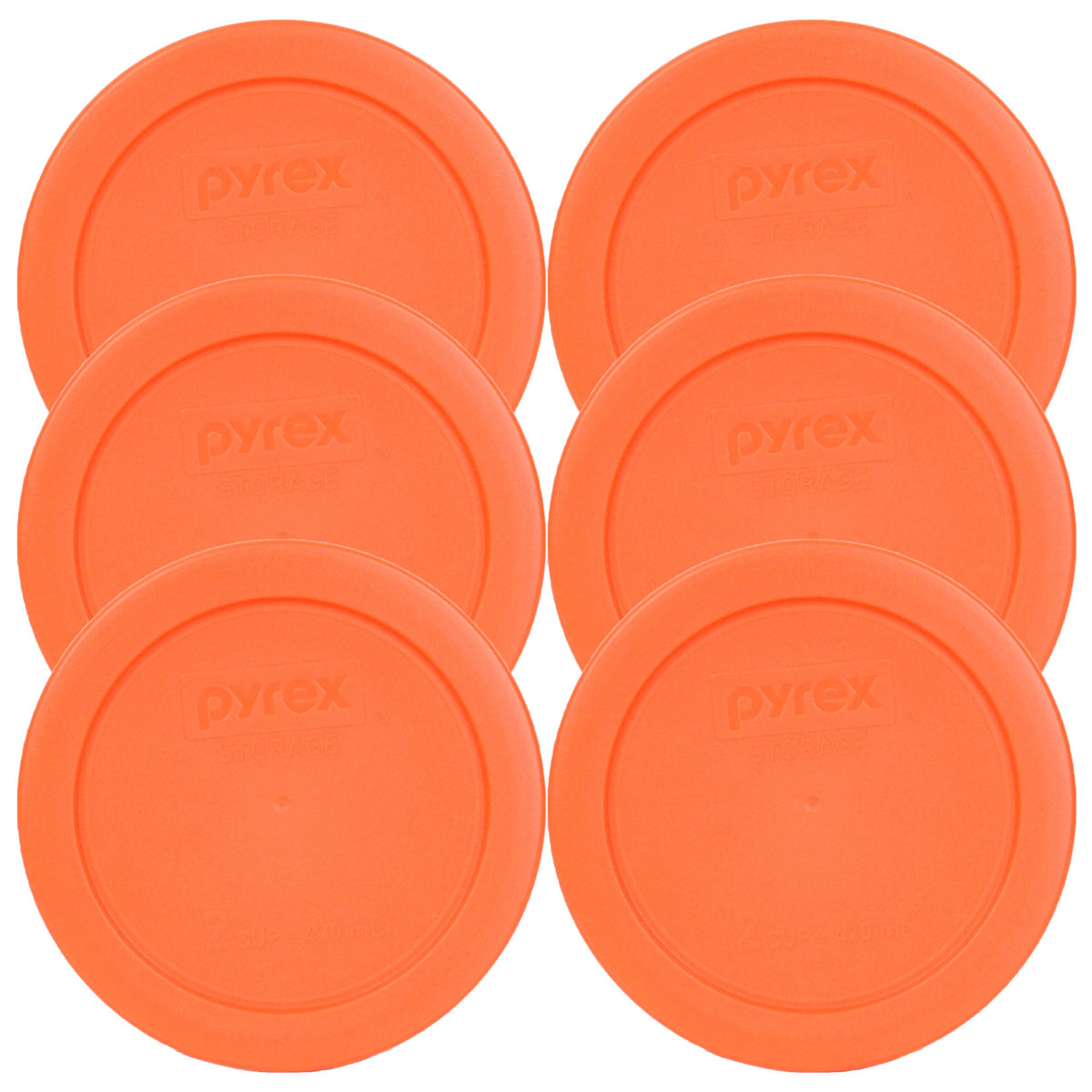Pyrex 7200-Pc Round 2 Cup Storage Lid For Glass Bowls (6, Orange)