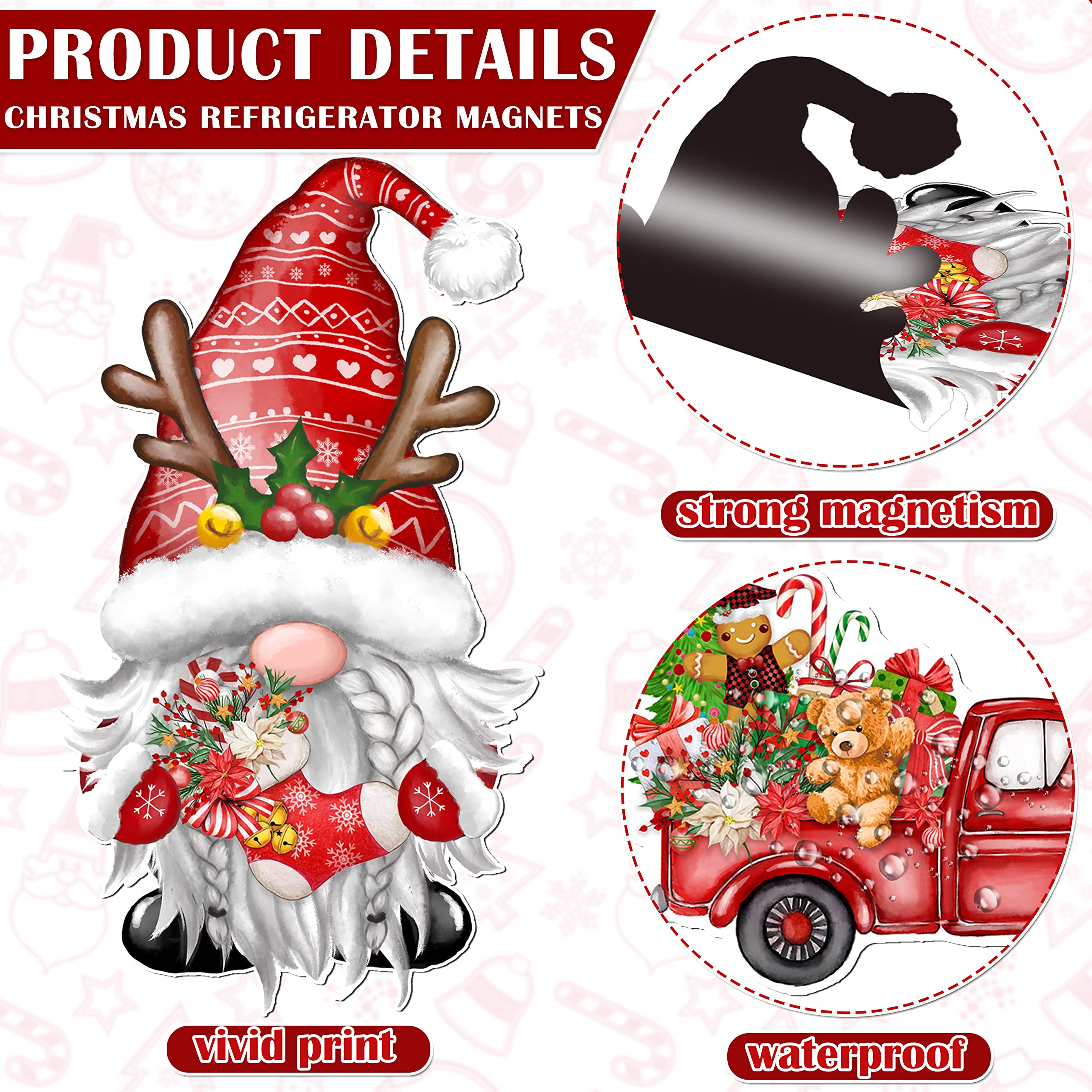 Christmas Refrigerator Car Magnets Decoration 22Pcs, Magnetic Xmas Decorative Door Stickers Decors Fridge Protector Car Decals,