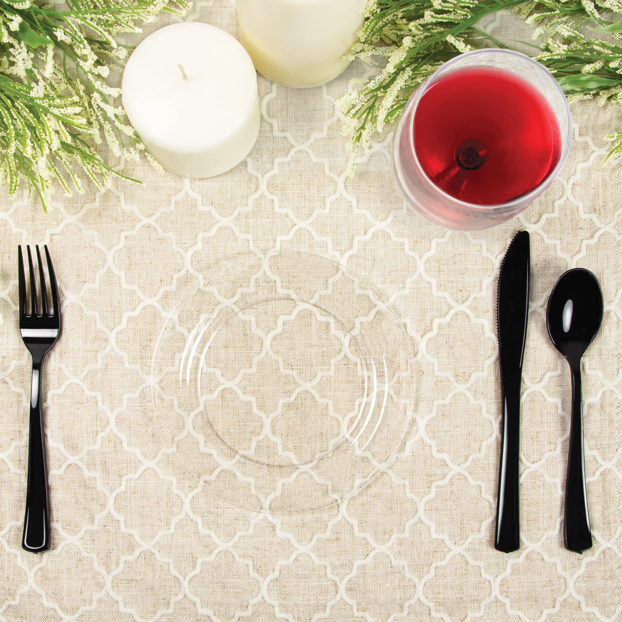 Premium Quality Heavyweight Plastic Plates China Like. Wedding And Party Dinnerware Plastic Plates 6.25 Inc Clear-Value Pack 40