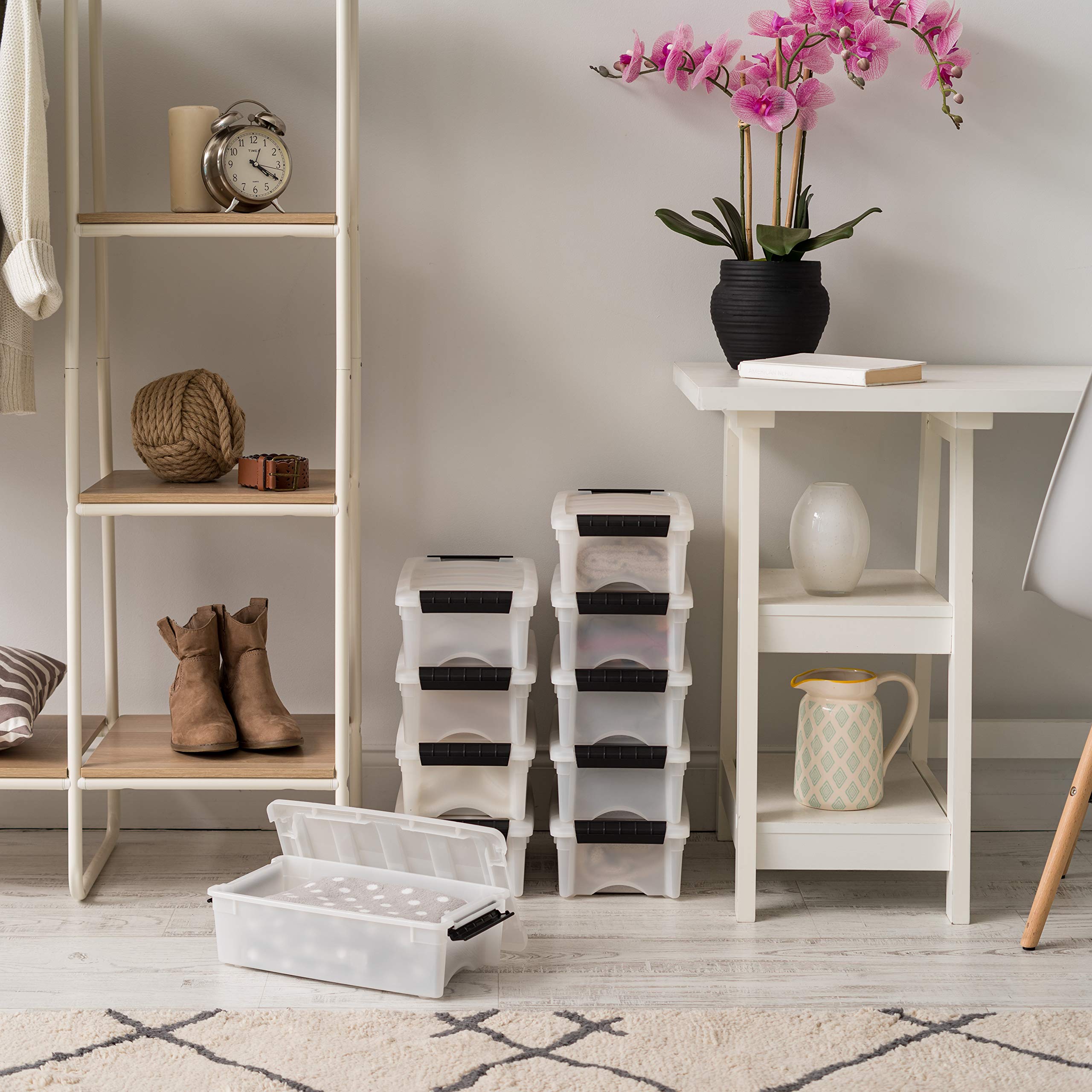 Iris Usa 6 Quart Stackable Plastic Storage Bins With Lids, 10 Pack - Bpa-Free, Made In Usa - Discreet Organizing Solution, Latch