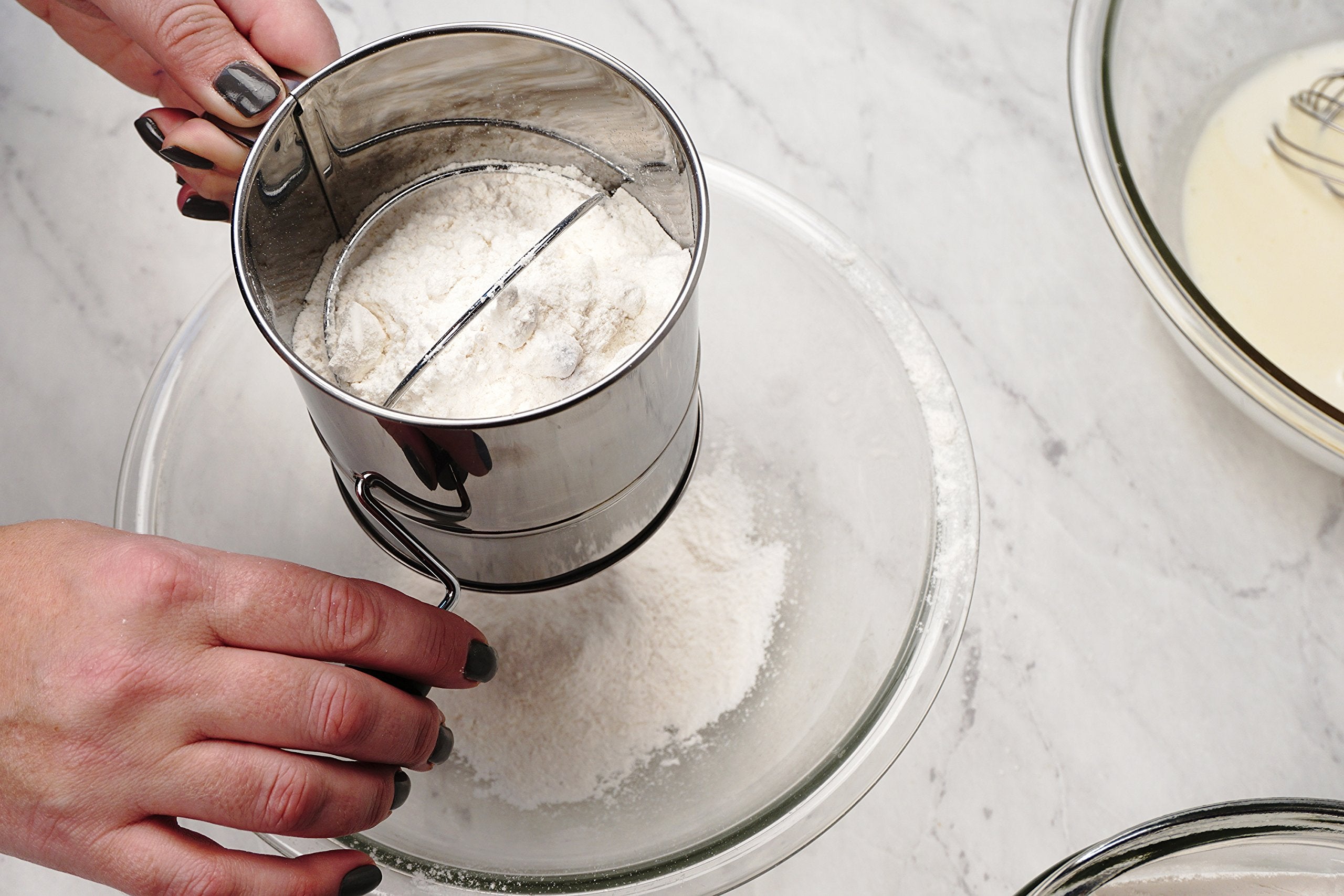 Rsvp International Endurance Stainless Steel Crank Style Flour Sifter, 3 Cup | Sift Flour & Dry Ingredients For Baking | Manual