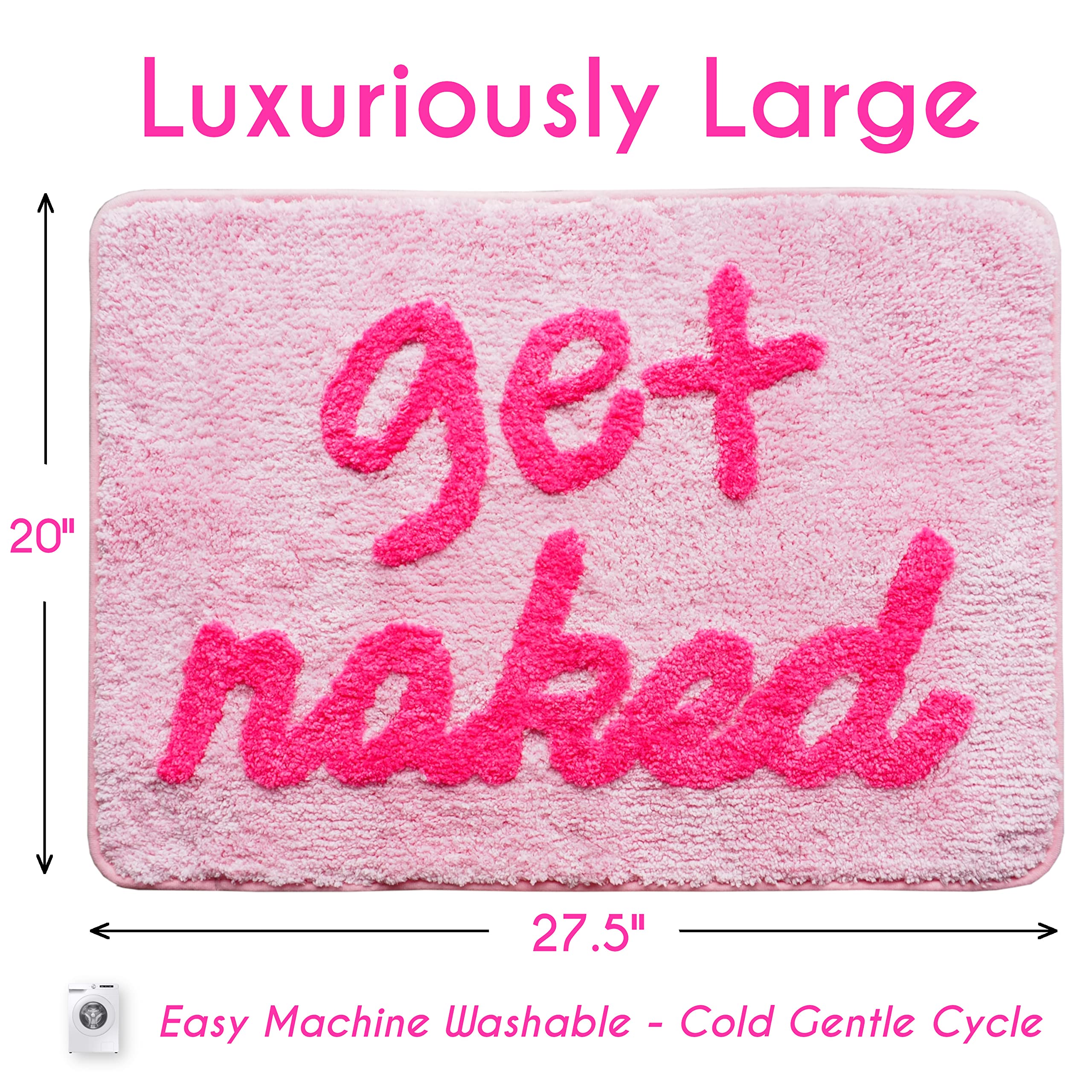 Evovee Get Naked Bath Mat Pink Funny Cute Bathroom Rugs Peach Blush Rug Shower Funny Bathroom Decor for Girls Fun Cute Bath Mat Non-Slip Washable