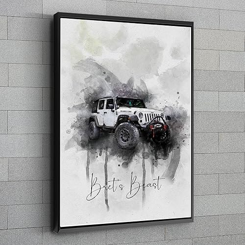 Awesometik Personalized Car Watercolor Art Watercolor Car Portrait Gift for Car Enthusiast Car Lovers Gift for Him Classic Car