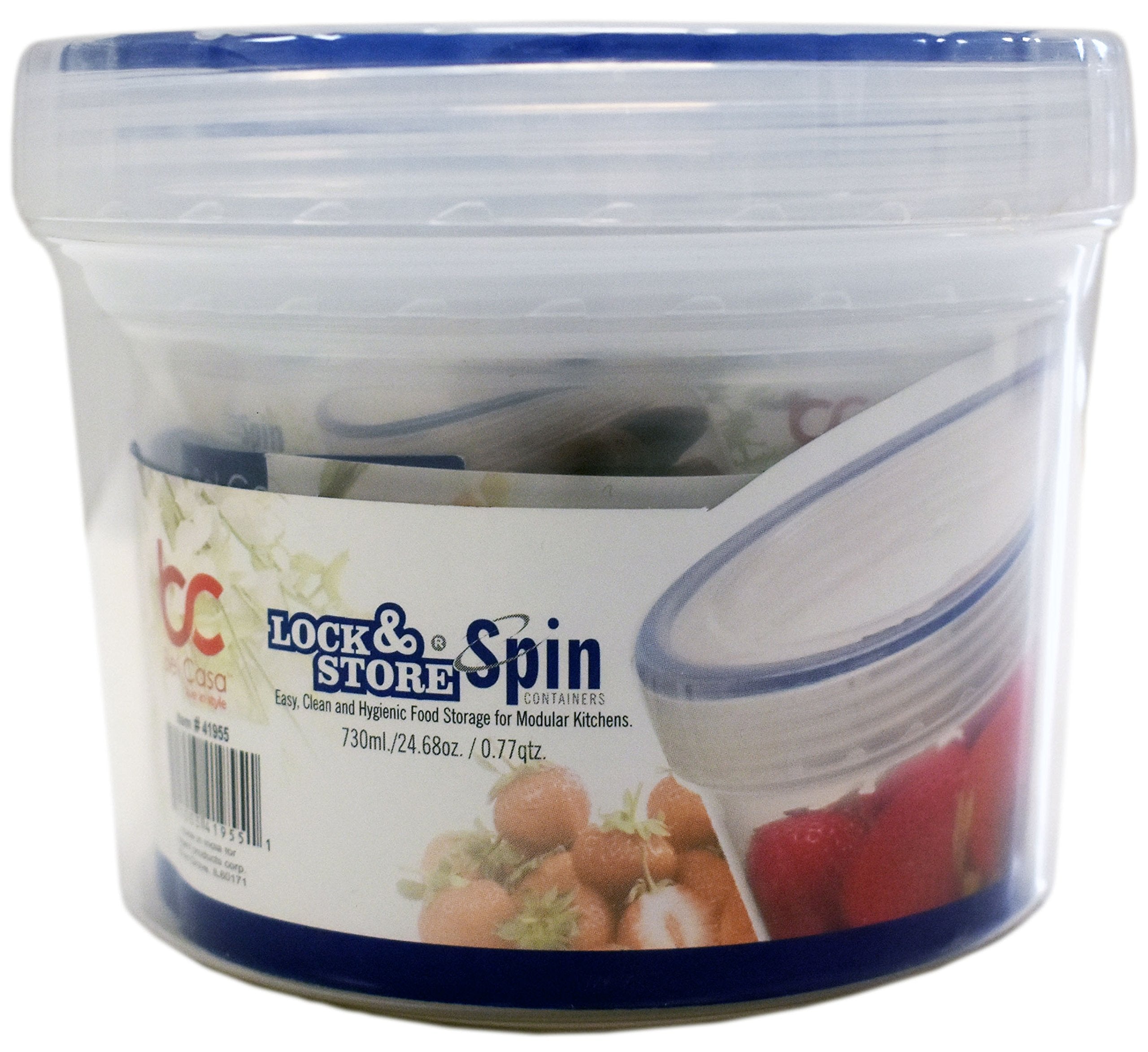 Set Of 16 Lock & Store Spin Food Storage Containers! 4 Assorted Sizes - Spin Close Top - Microwave - Dishwasher - Freezer Safe -
