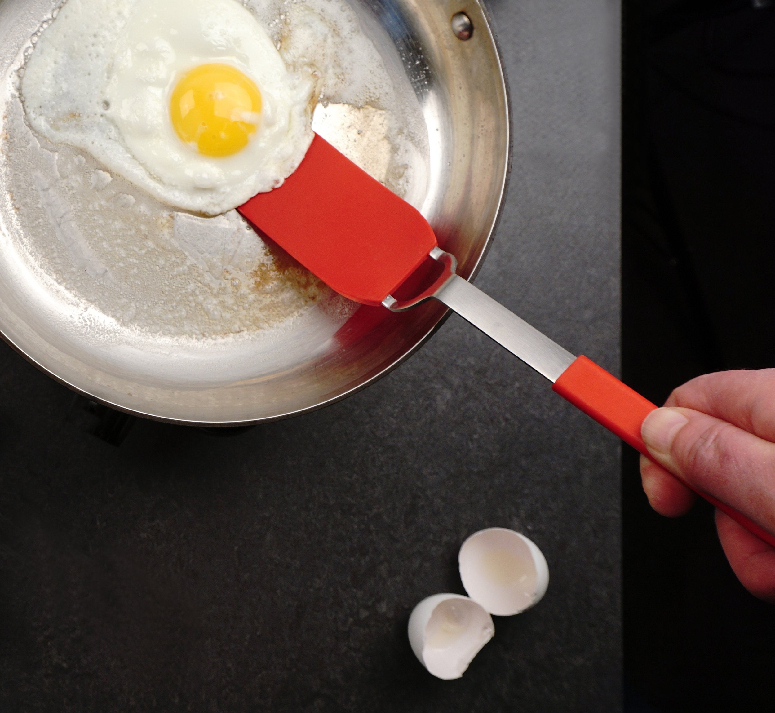 Rsvp International Kitchen Tool Collection Flexible Nylon Spatula, Stainless Steel Handle, 10.75X2'', Red