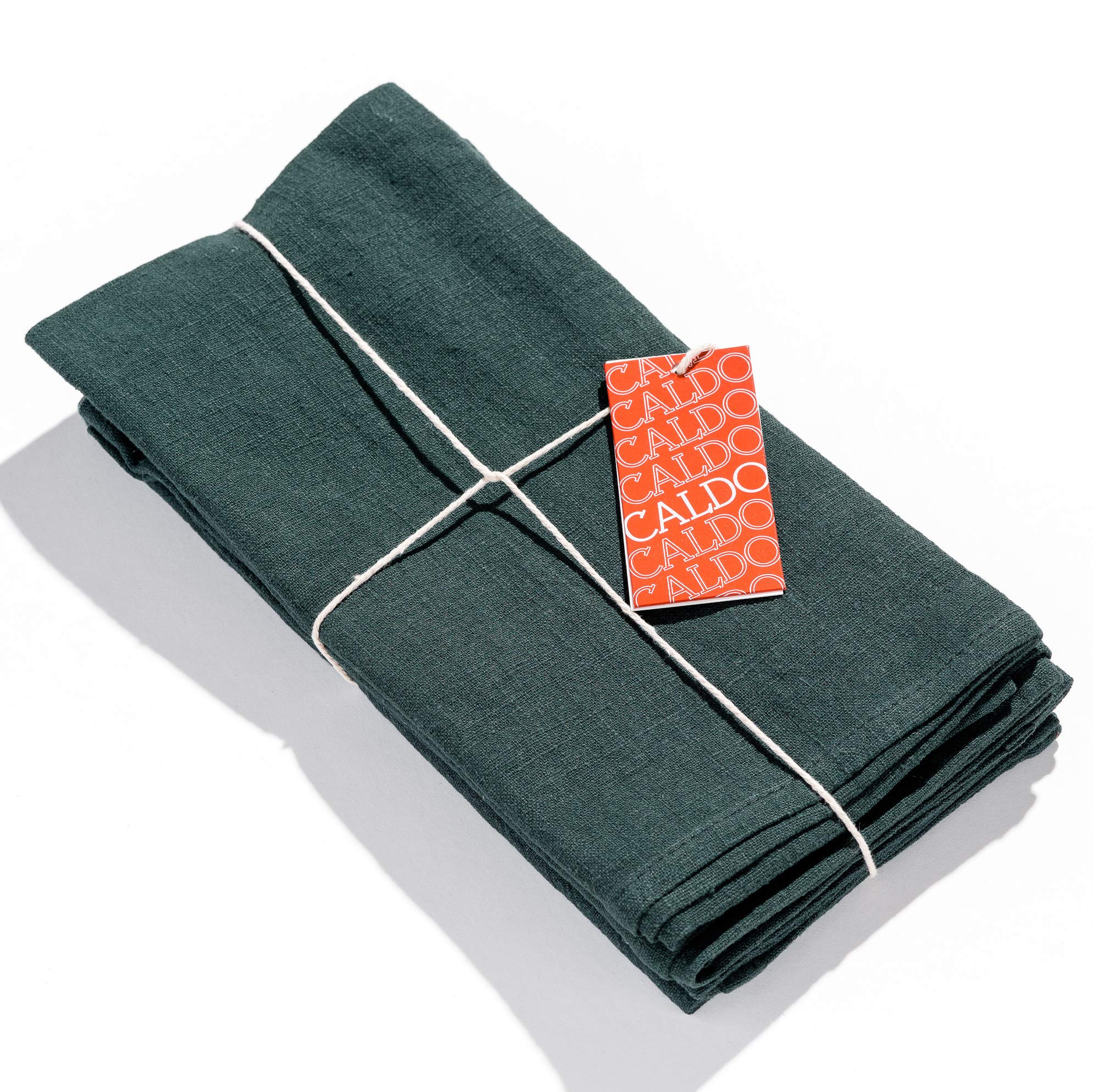 Caldo Linen Dinner Napkins - Rustic- Soft And Durable Cloth - Washable And Reusable- 4 Pack - 20X20 Inch (Spruce)