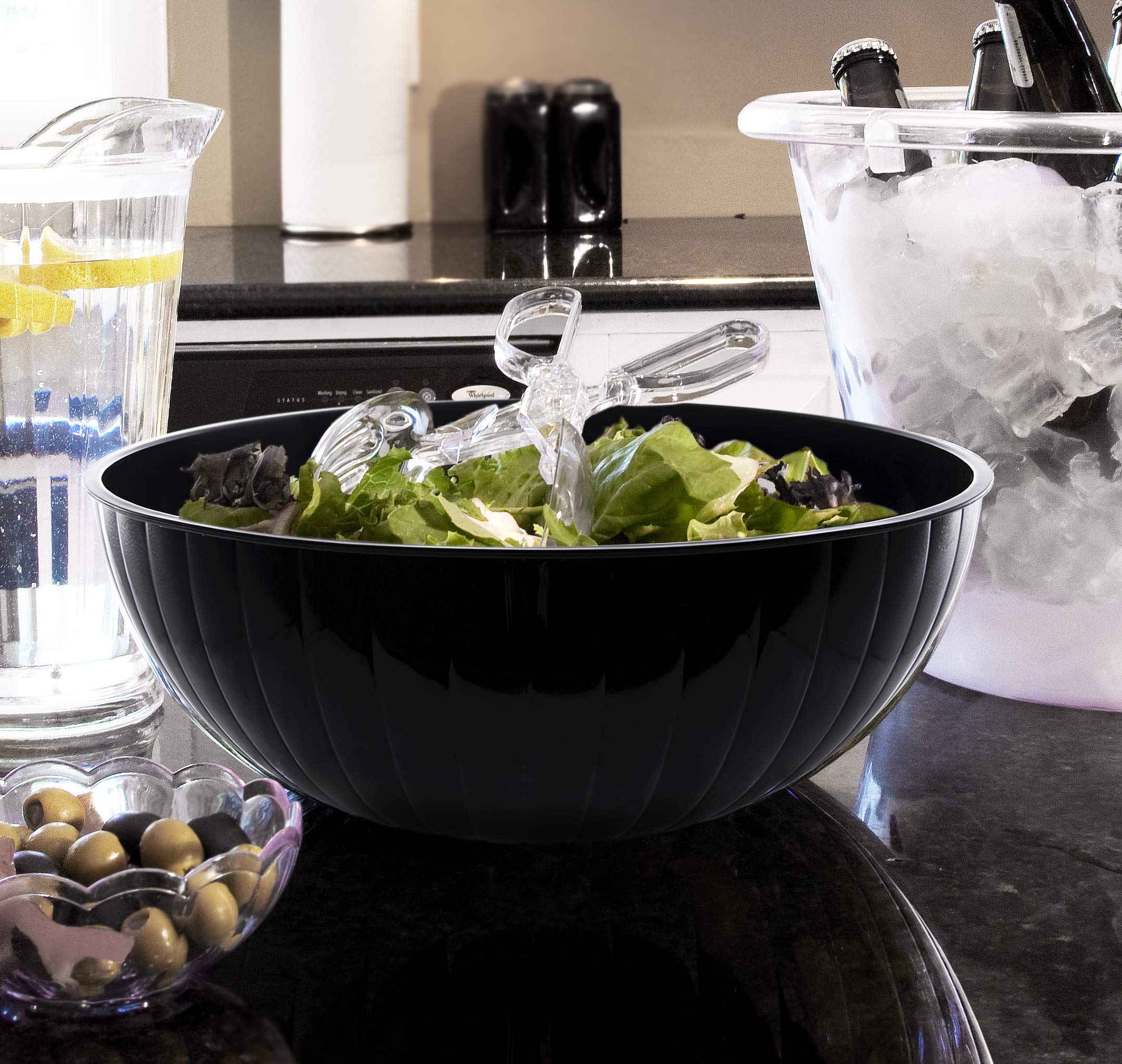 Party Essentials Hard Plastic 192-Ounce Serving Bowl, Black