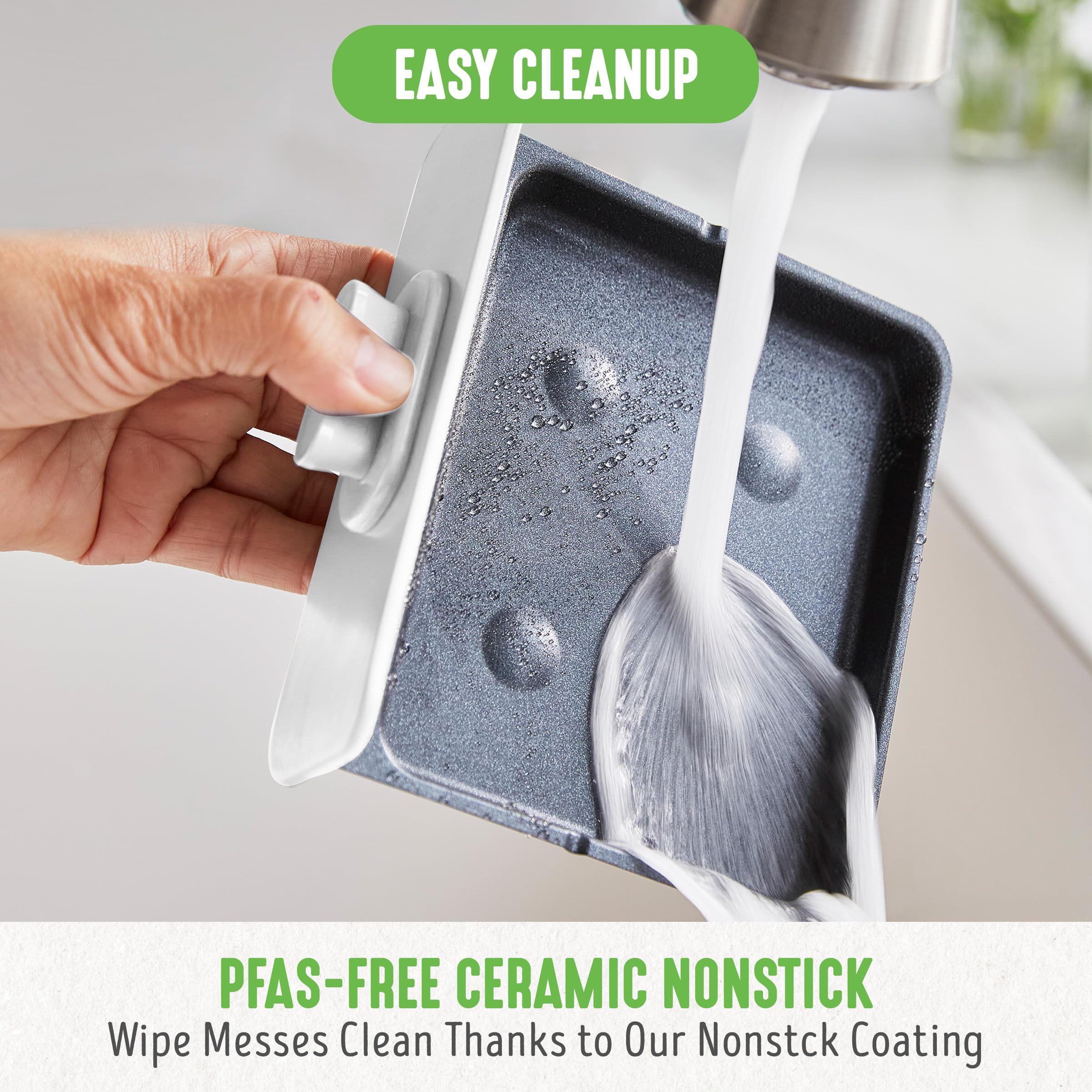 Greenlife 3-In-1 Breakfast Maker Station, Healthy Ceramic Nonstick Dual Griddles For Eggs Meat Sausage Bacon Pancakes And Breakf