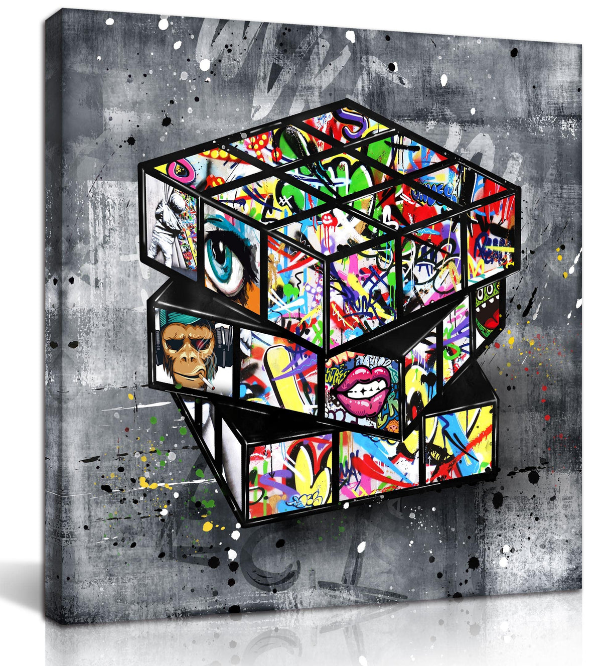 Sixttart Banksy Canvas Wall-Art For Living Room - Street Graffiti Wall Art For Bedroom - Large Abstract Painting Pop Art Modern