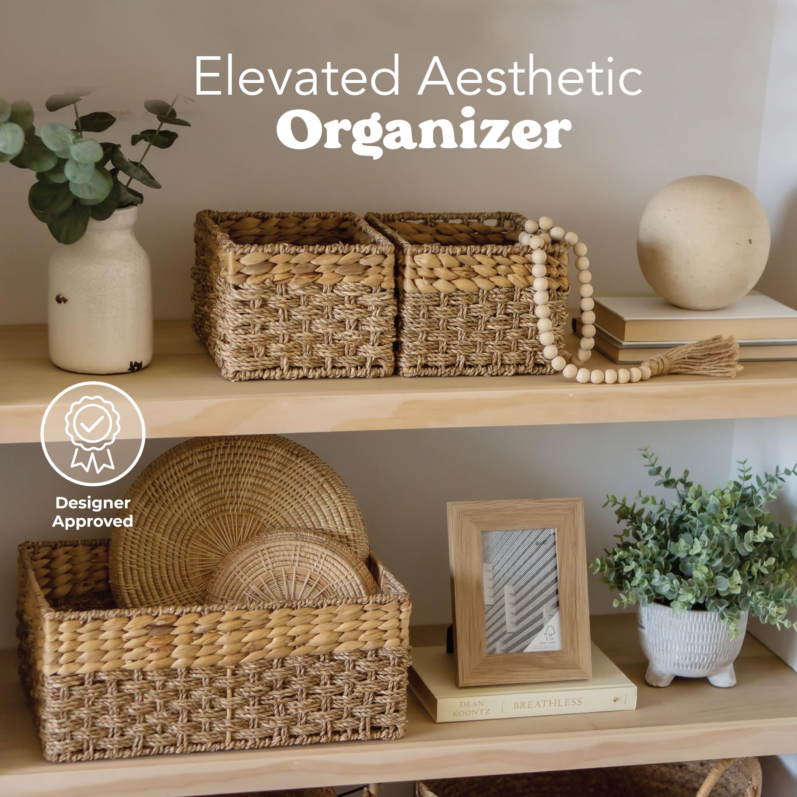 Wicker Storage Baskets - Rattan Baskets For Kitchen Organization, Wicker Storage Cubes & Shelf Baskets, Water Hyacinth Wicker La